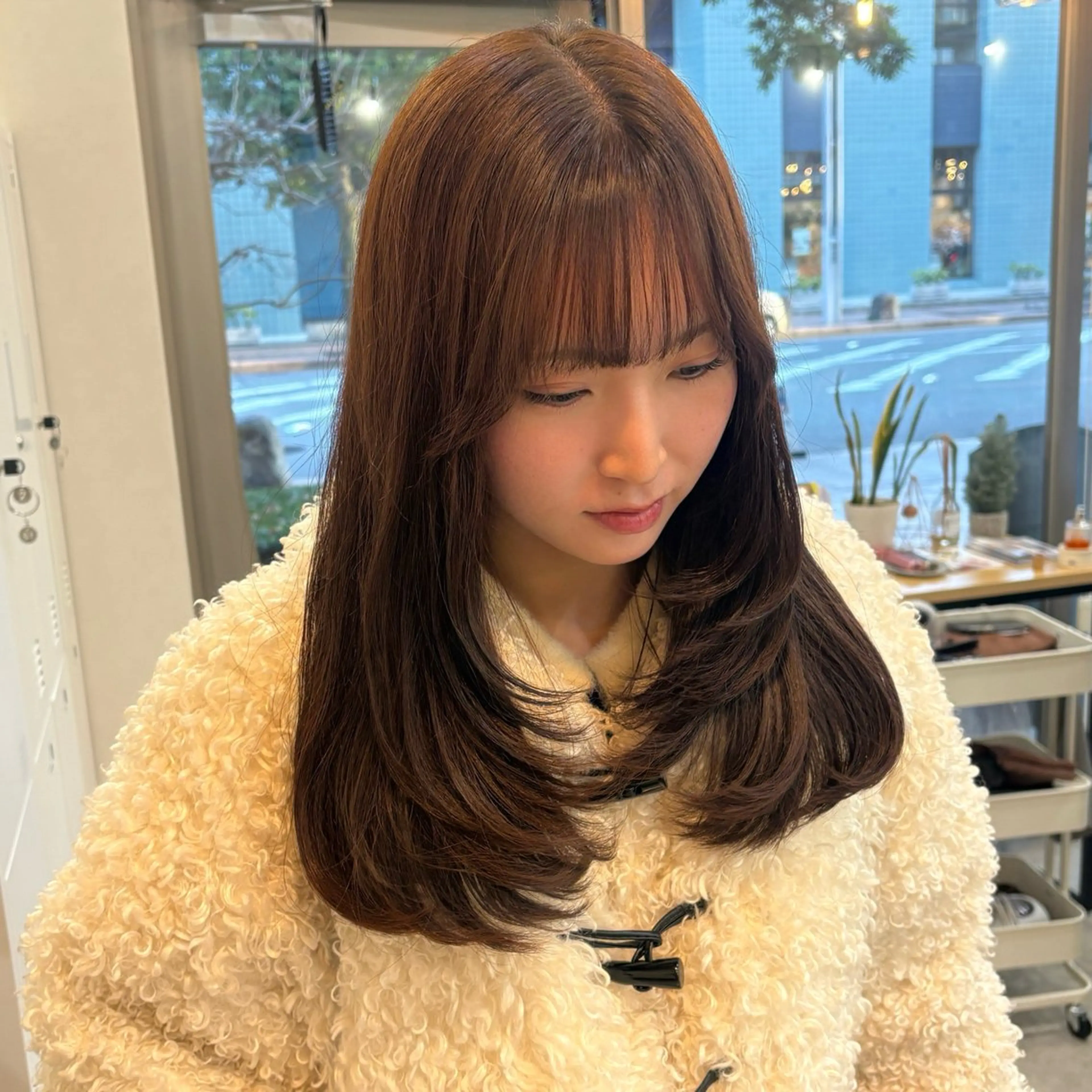 ロング レイヤーカット カット ヘアカラー トリートメント MIDORI🎀 透明感/ベージュのヘアスタイル