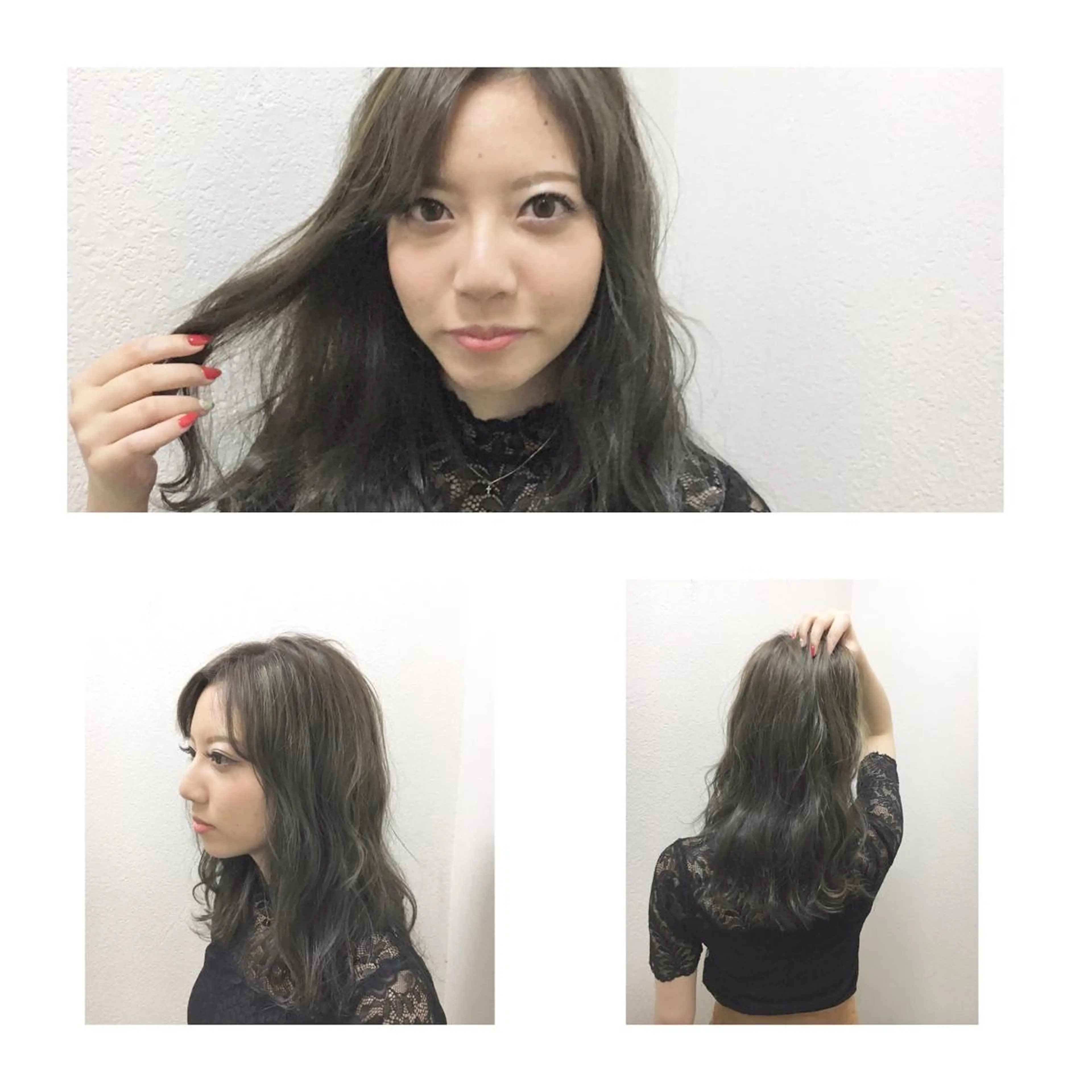 ミディアム カラー アディクシーカラー 透明感カラー ダークグレー ダークグレージュ グレージュ JILBLAN京都 ショート/ハイライトのヘアスタイル