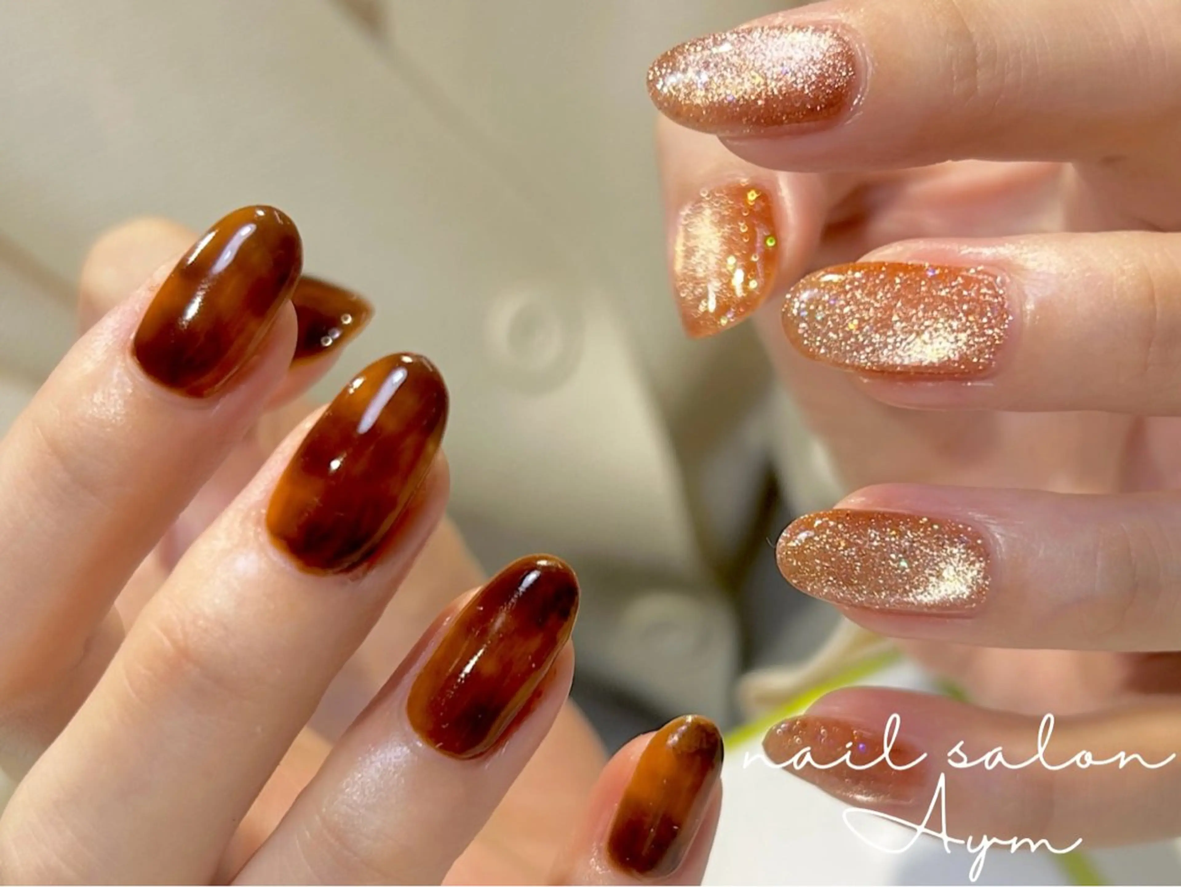 ネイル べっ甲ネイル nail salon Aymのネイルデザイン