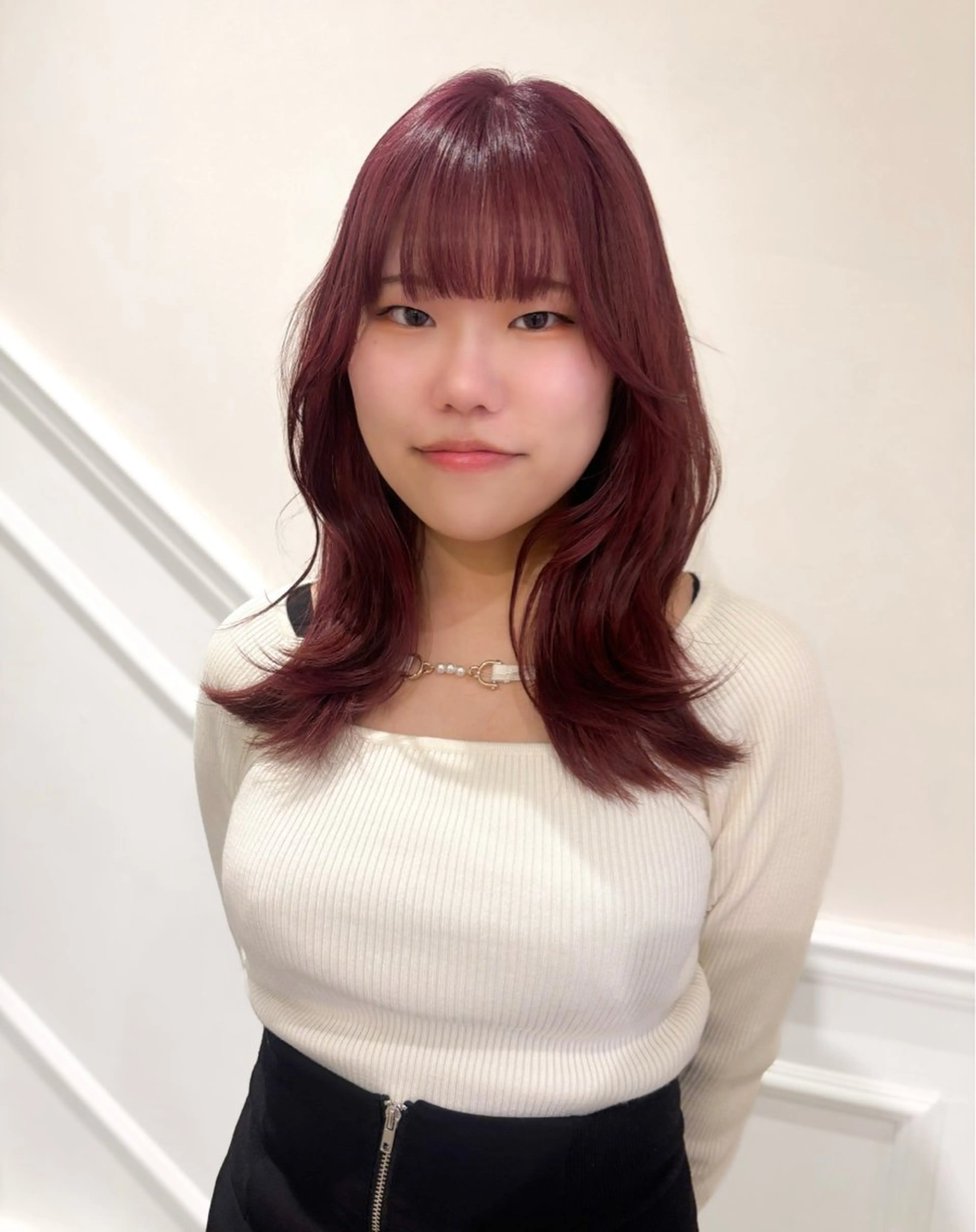 セミロング カラー ピンクカラー ヘアカラー トリートメント 艶髪ハイトーン/ レイヤー/yuiのヘアスタイル