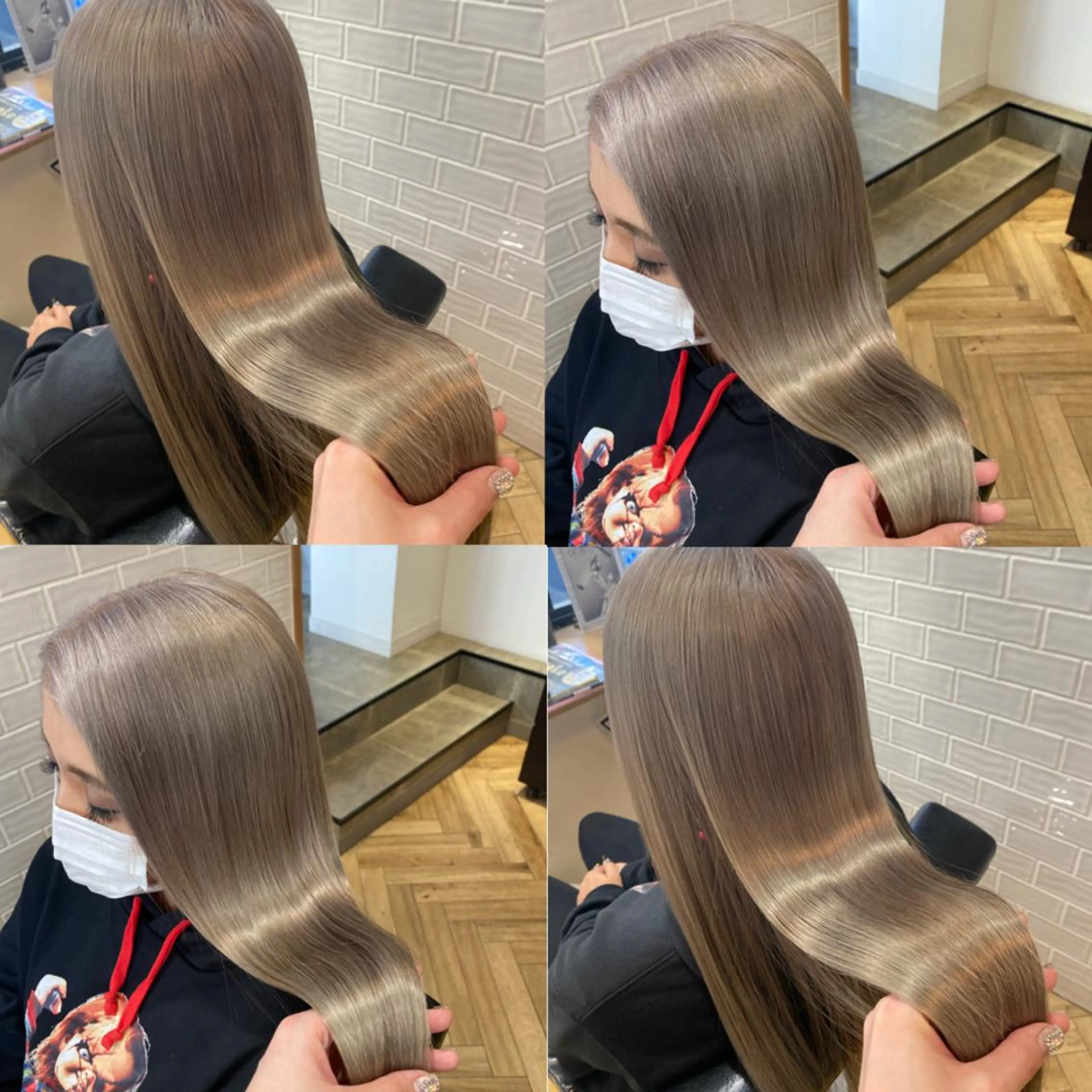 ロング カラー ブロンド ホワイトブロンド 艶カラー/韓国顔周り 🎀mamiのヘアスタイル