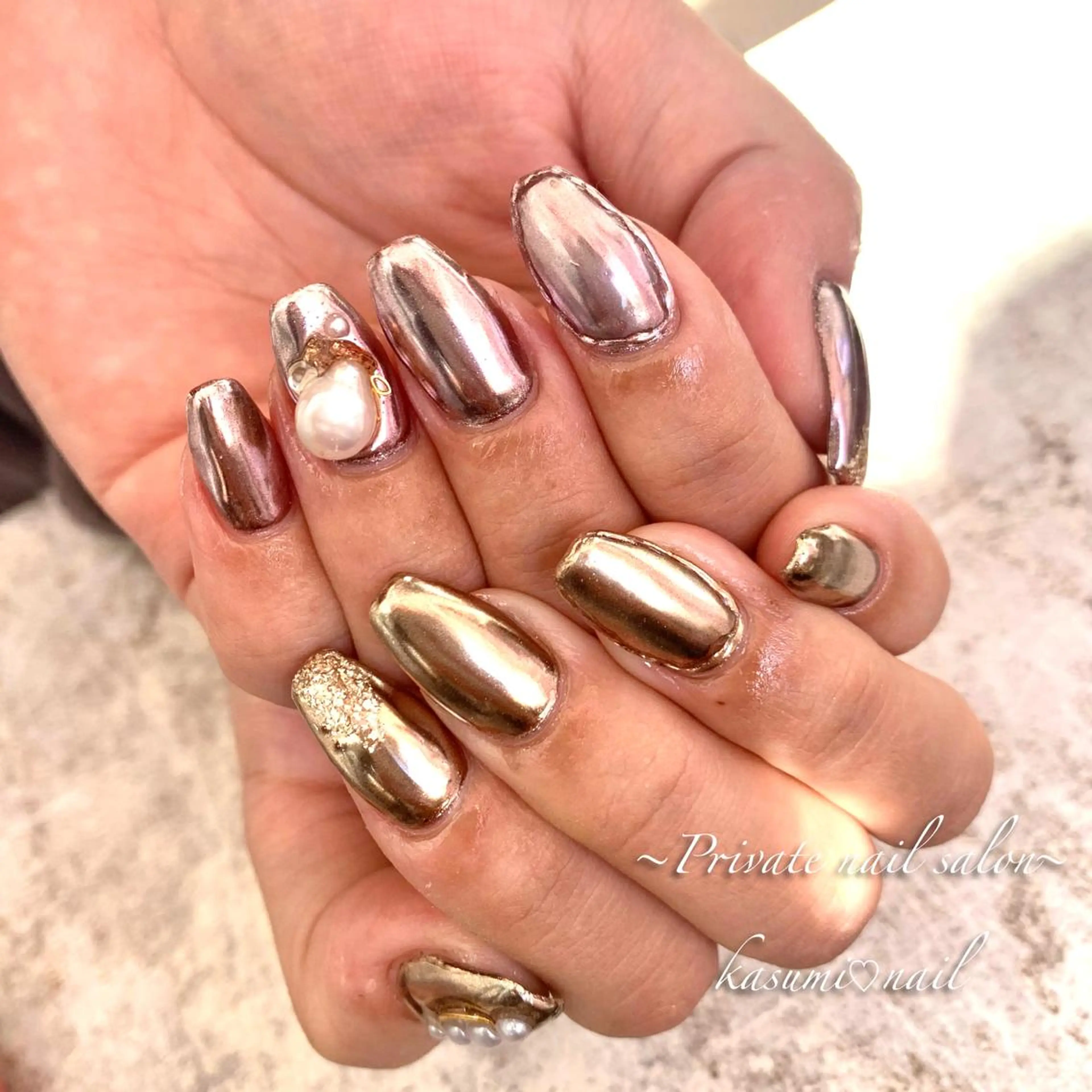 ネイル アートネイル ラメ(グリッター) マグネットネイル ミラーネイル ニュアンスネイル KASUMI♡ Nailのネイルデザイン