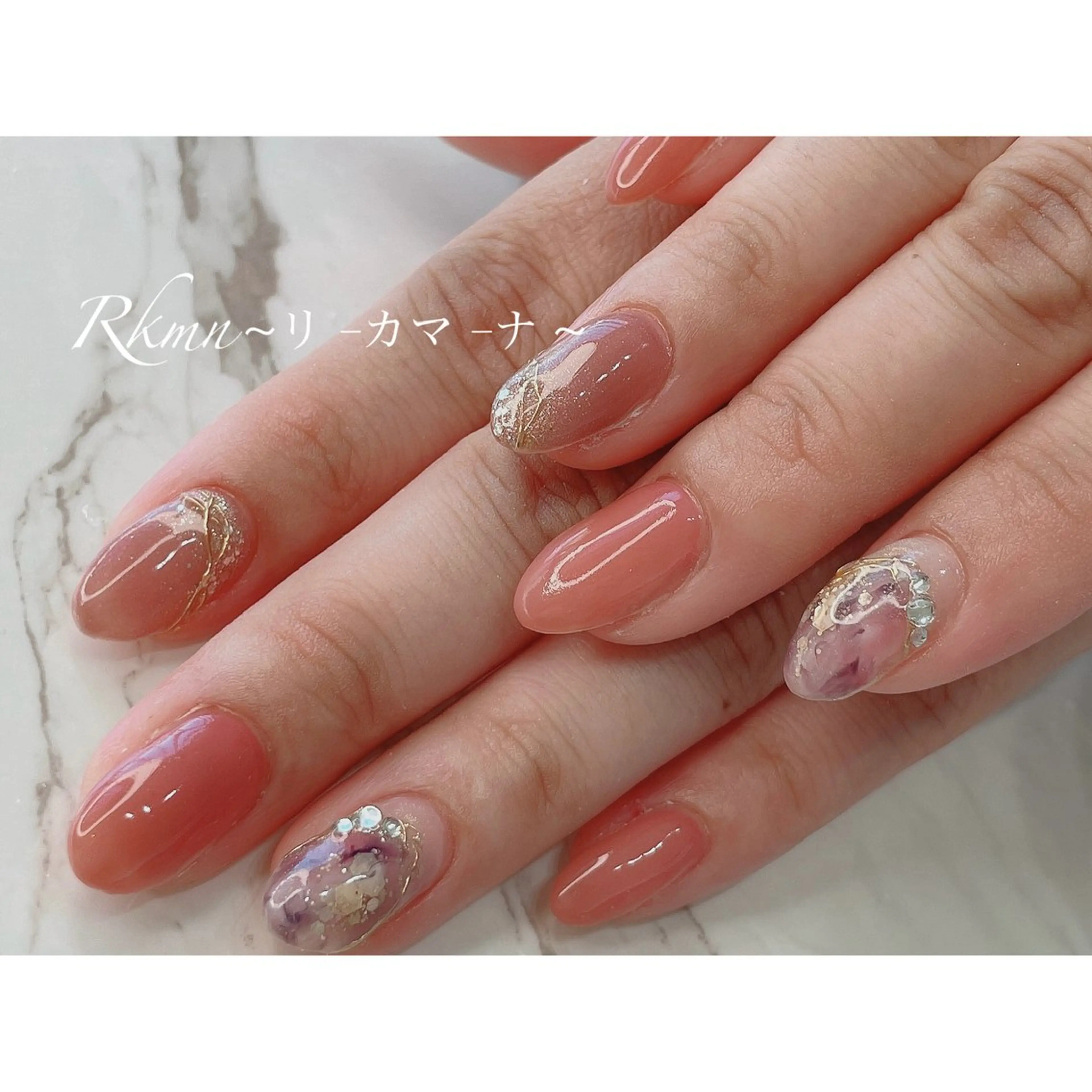 ネイル アートネイル ニュアンスネイル ピンク 春ネイル ハンドネイル フットネイル ハンドケア Rkmn ~リ-カマ-ナ~のネイルデザイン