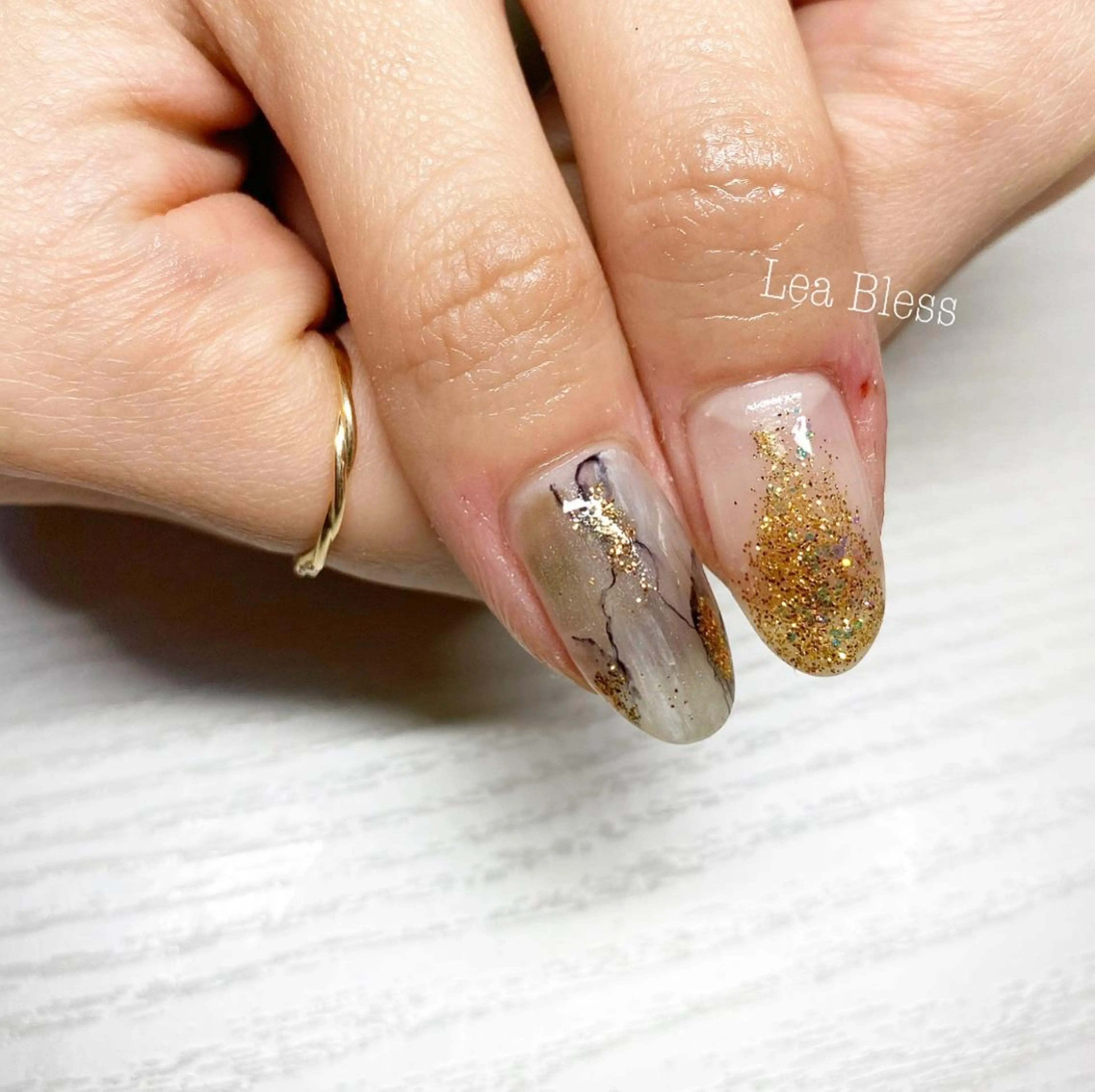 ネイル 大理石ネイル(マーブル) ハンドネイル Lea Bless 河原町のネイルデザイン