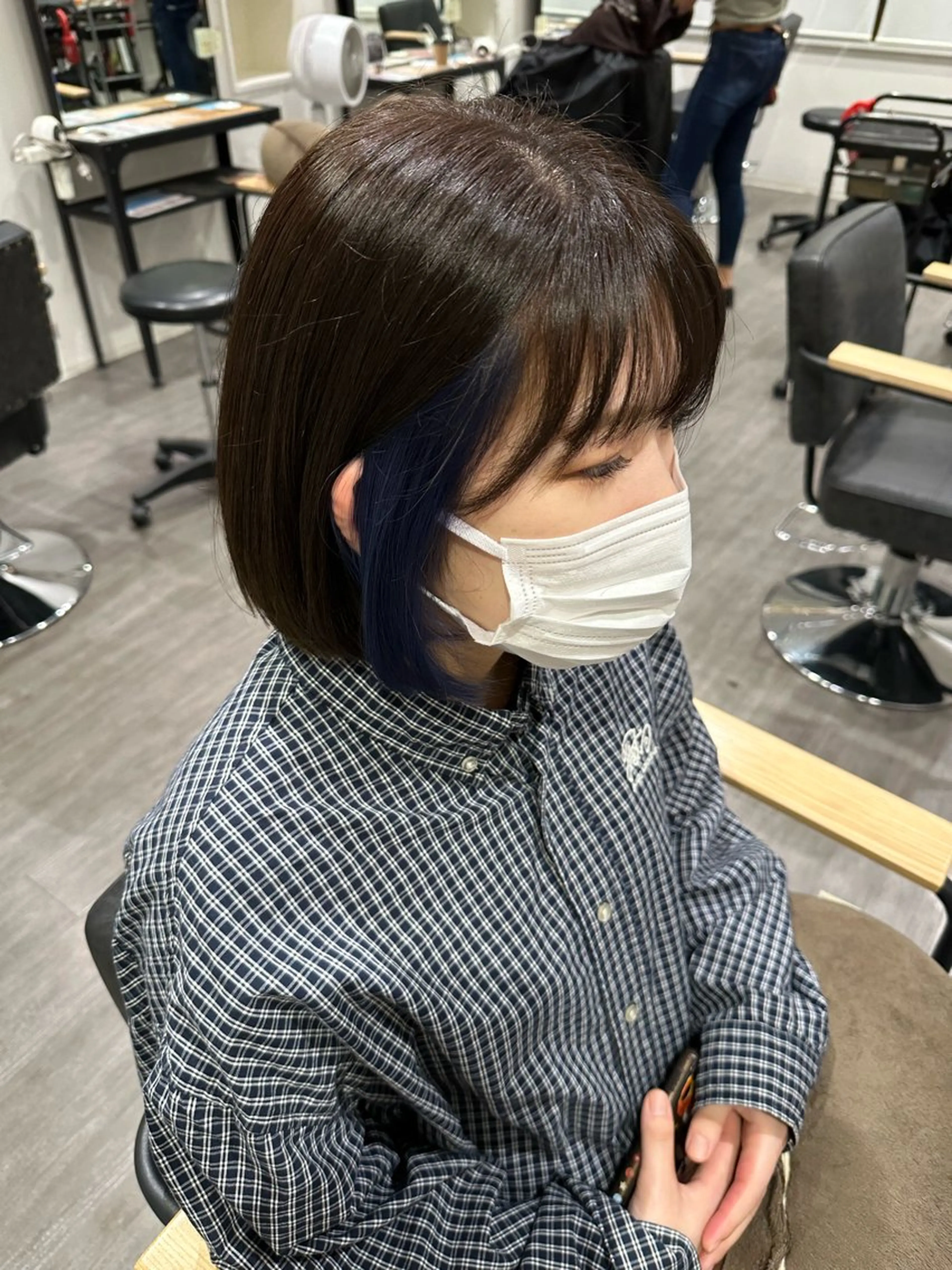 ミディアム カラー ブルーカラー ネイビーカラー 艶髪レイヤー上田 紗也🇰🇷💗のヘアスタイル