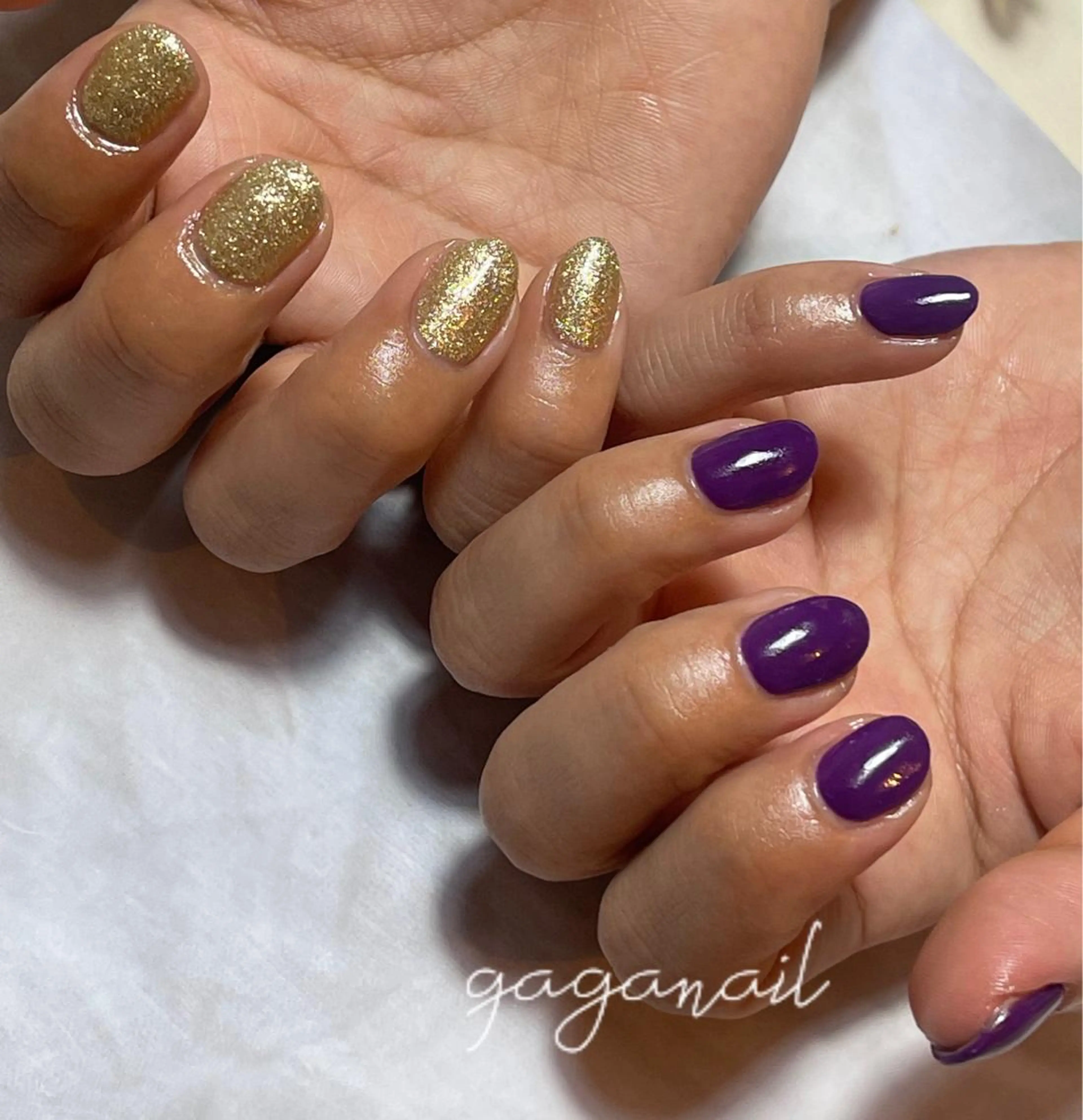 ネイル ゴールド パープル nailsalon gagaのネイルデザイン