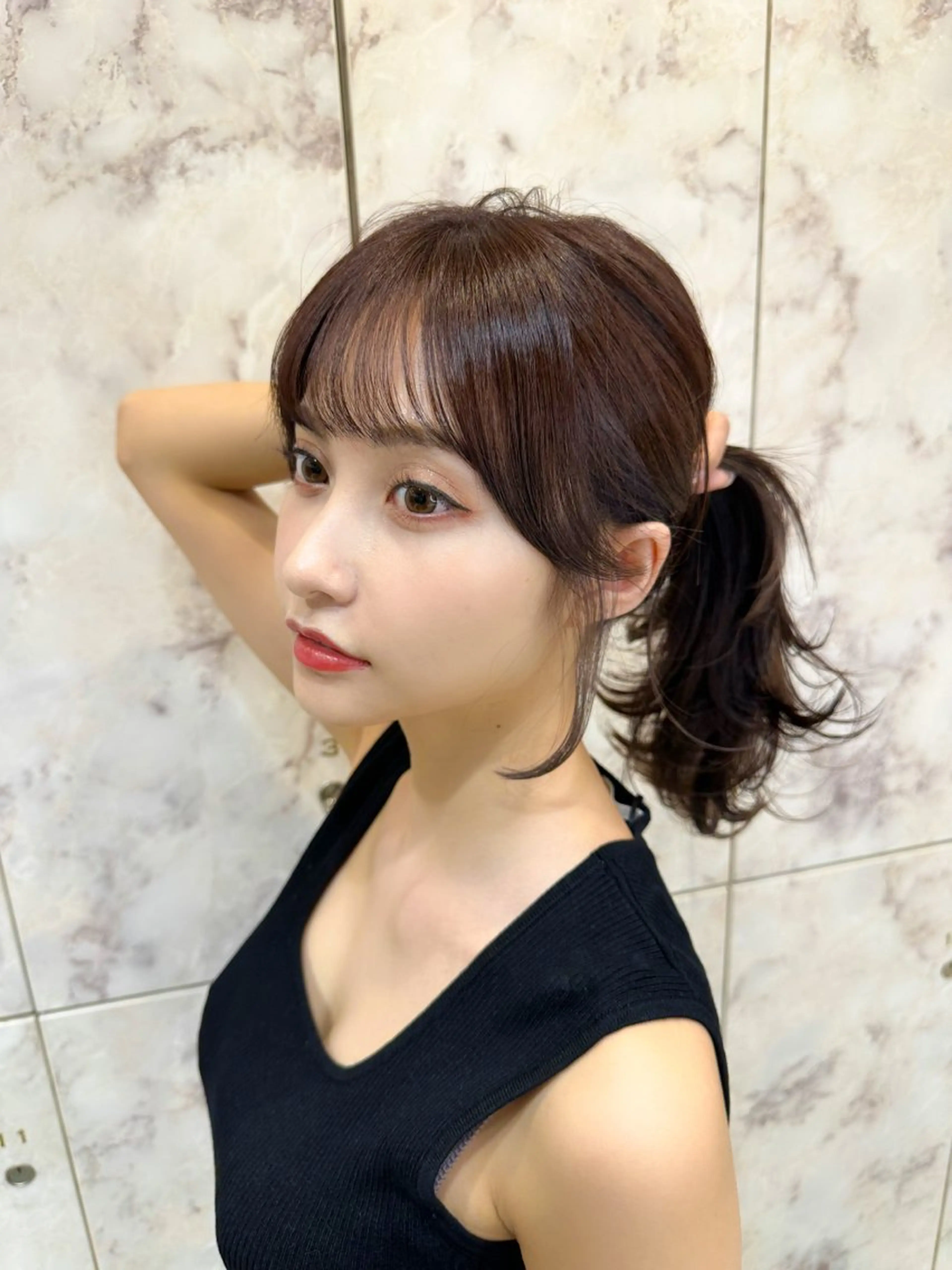 セミロング カラー カット トリートメント 新宿/韓国風レイヤー 髪質改善/渋谷直樹のヘアスタイル