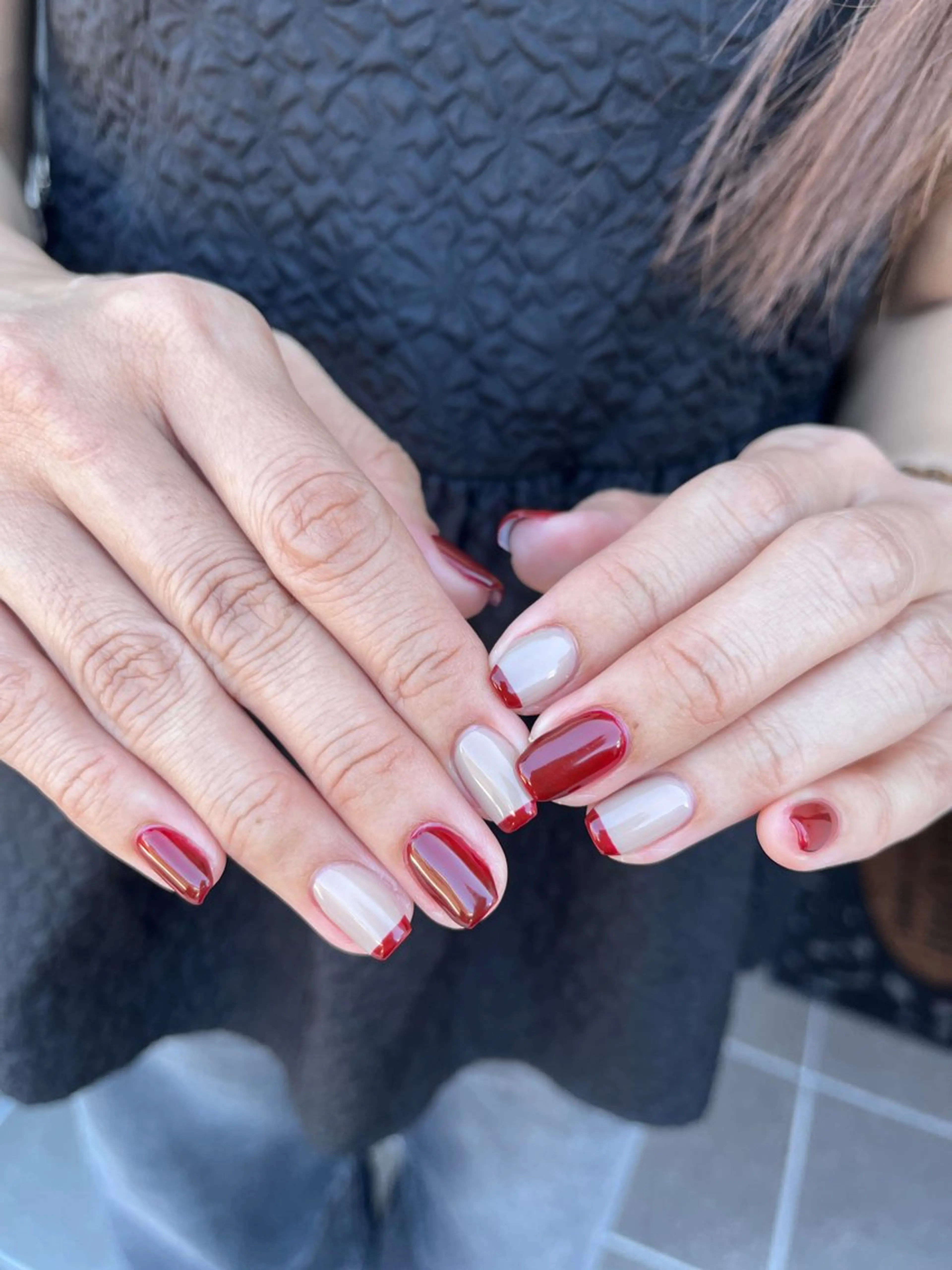 ネイル ボルドー フレンチネイル シンプルネイル ハンドネイル nail salon toki.のネイルデザイン