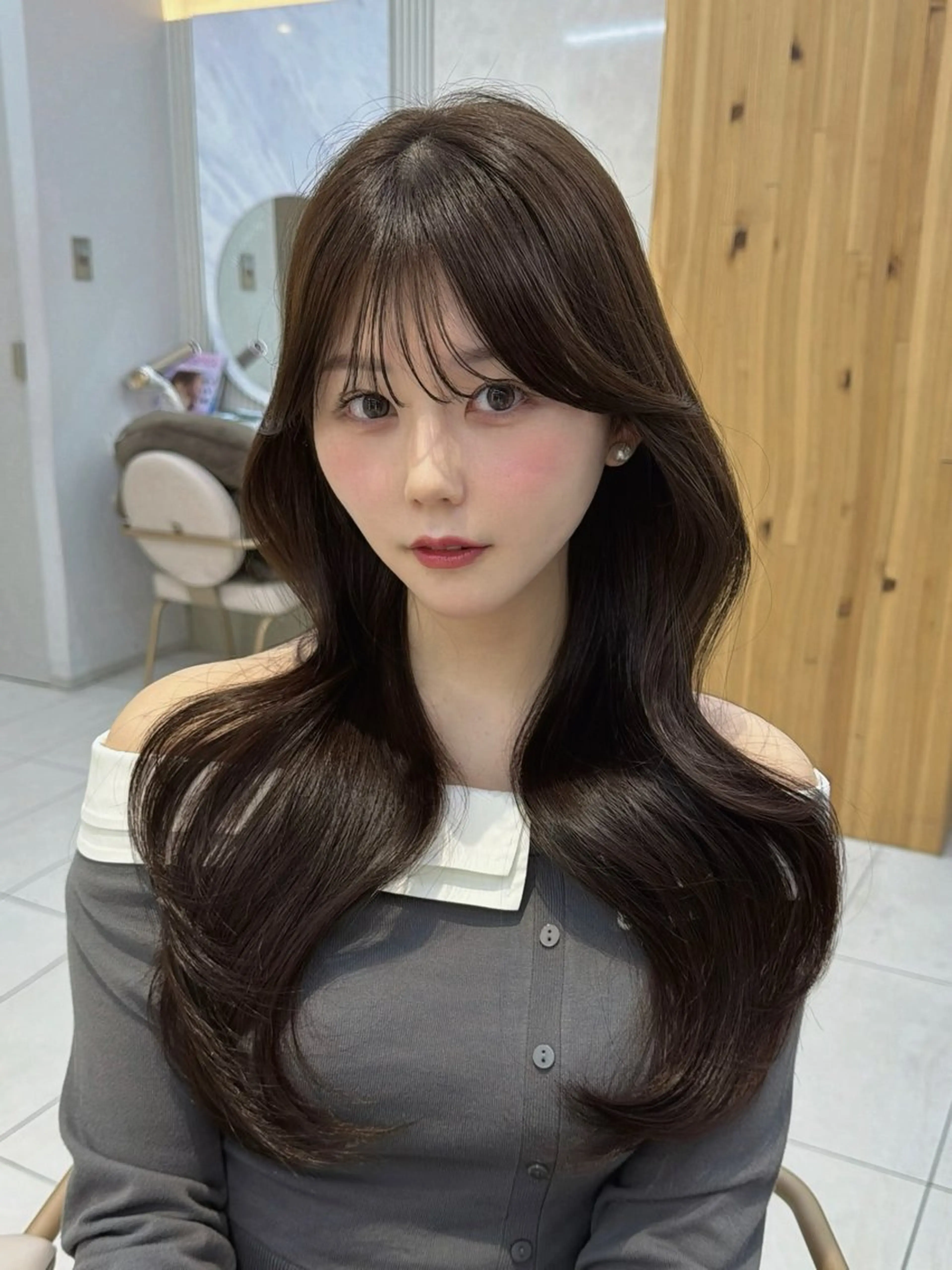 セミロング カット ヘアカラー トリートメント 顔周り/透明感カラー /韓国ヘア/TAKUのヘアスタイル