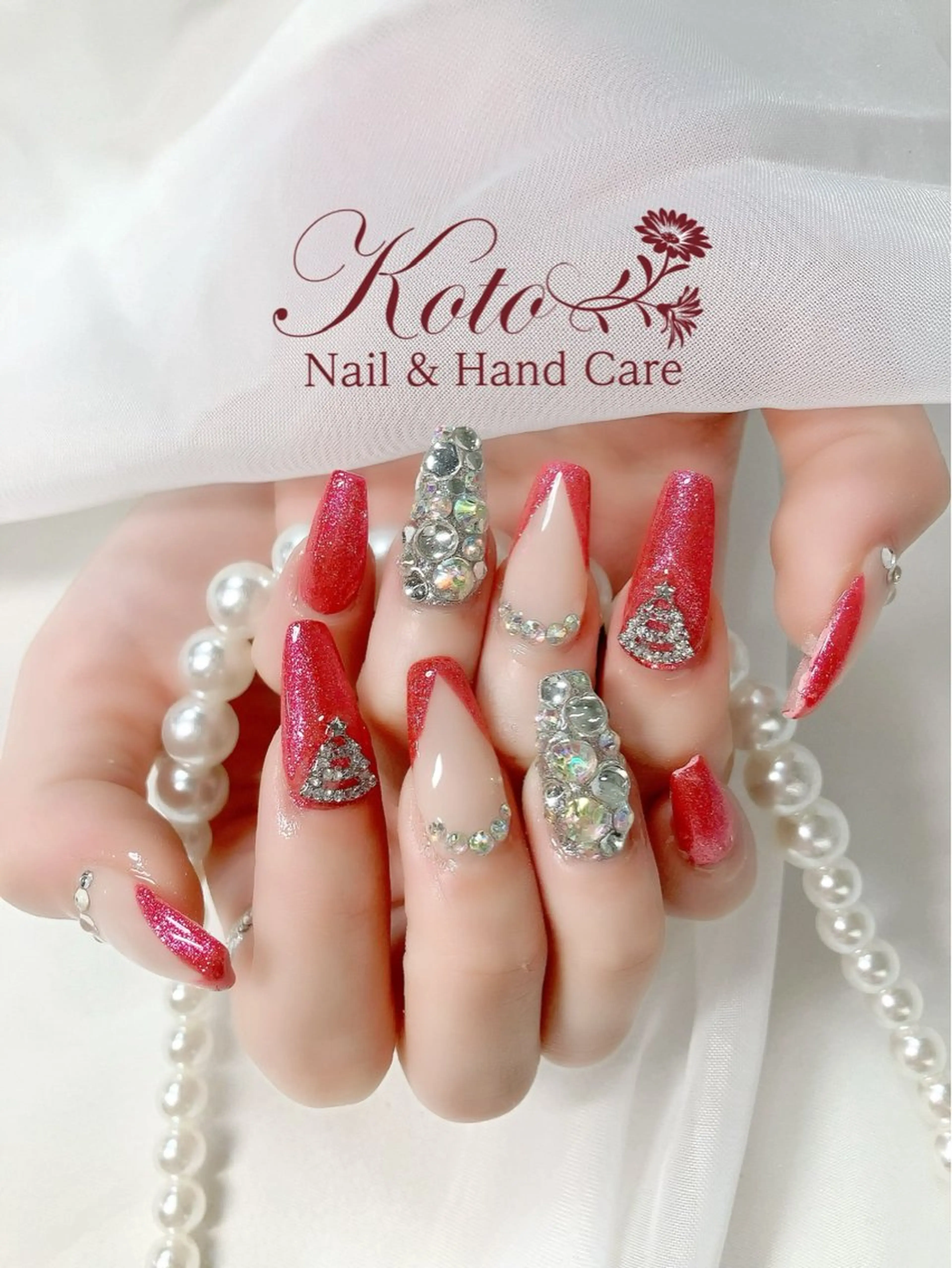 ネイル 長さ出し ジェルネイル 持ち込み ニュアンスネイル 赤色 ハンドネイル Nail Salon KOTOのネイルデザイン