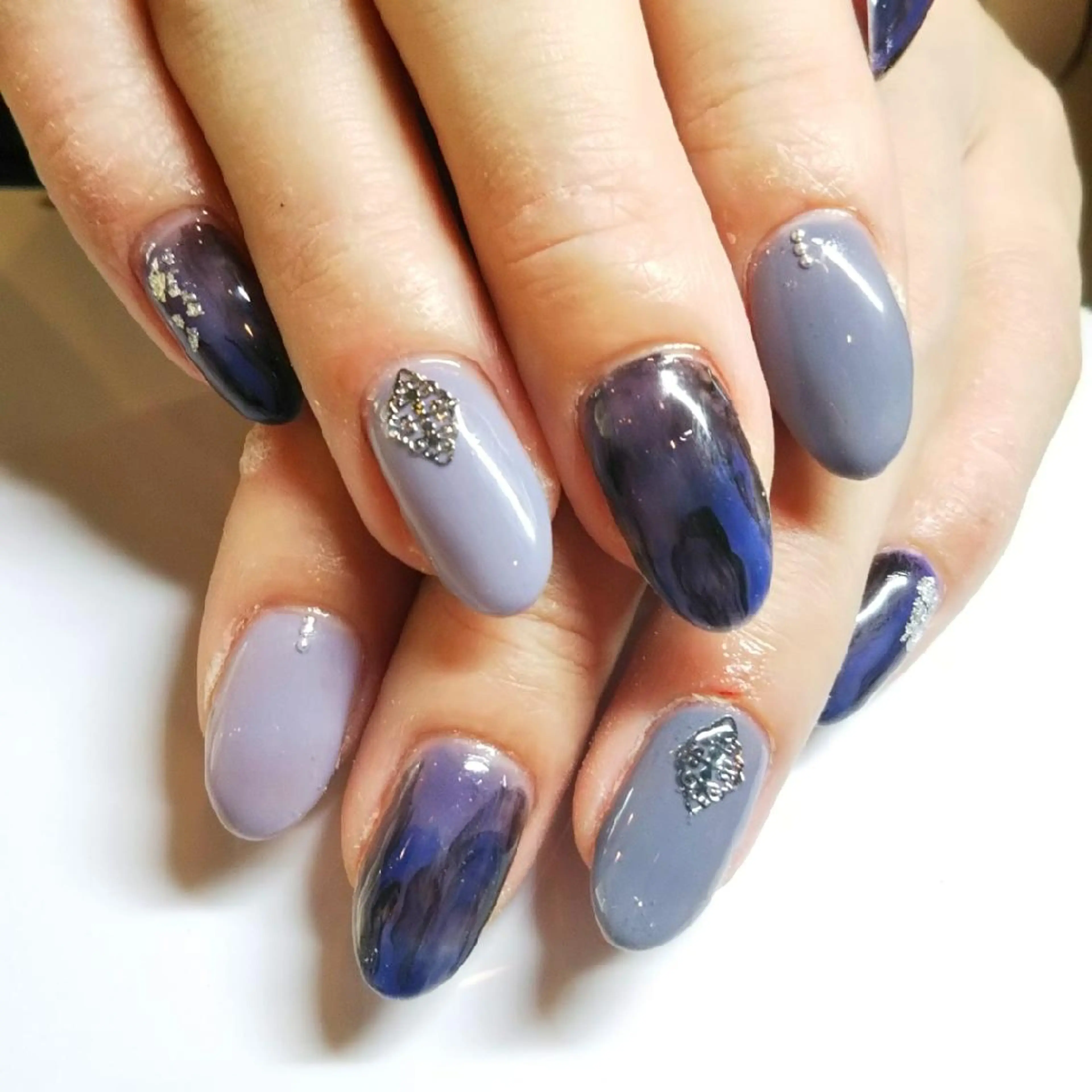 ネイル ブルー ネイビー ハンドネイル private salon mieのネイルデザイン