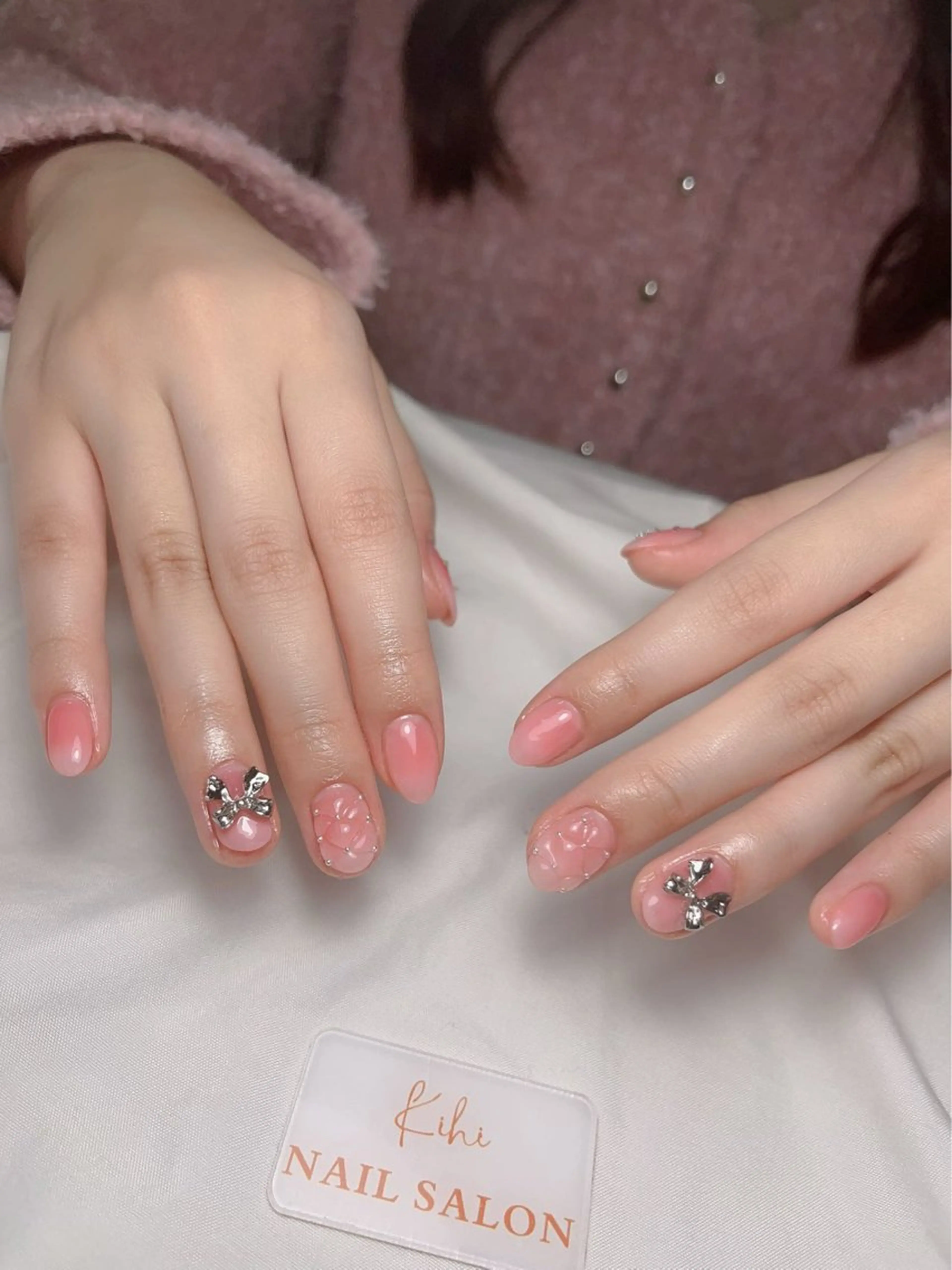 ネイル アートネイル フレンチネイル ジェルネイル グラデーション 韓国ネイル ハンドネイル ハンドケア さくら💮💮 【オフ無料】のネイルデザイン