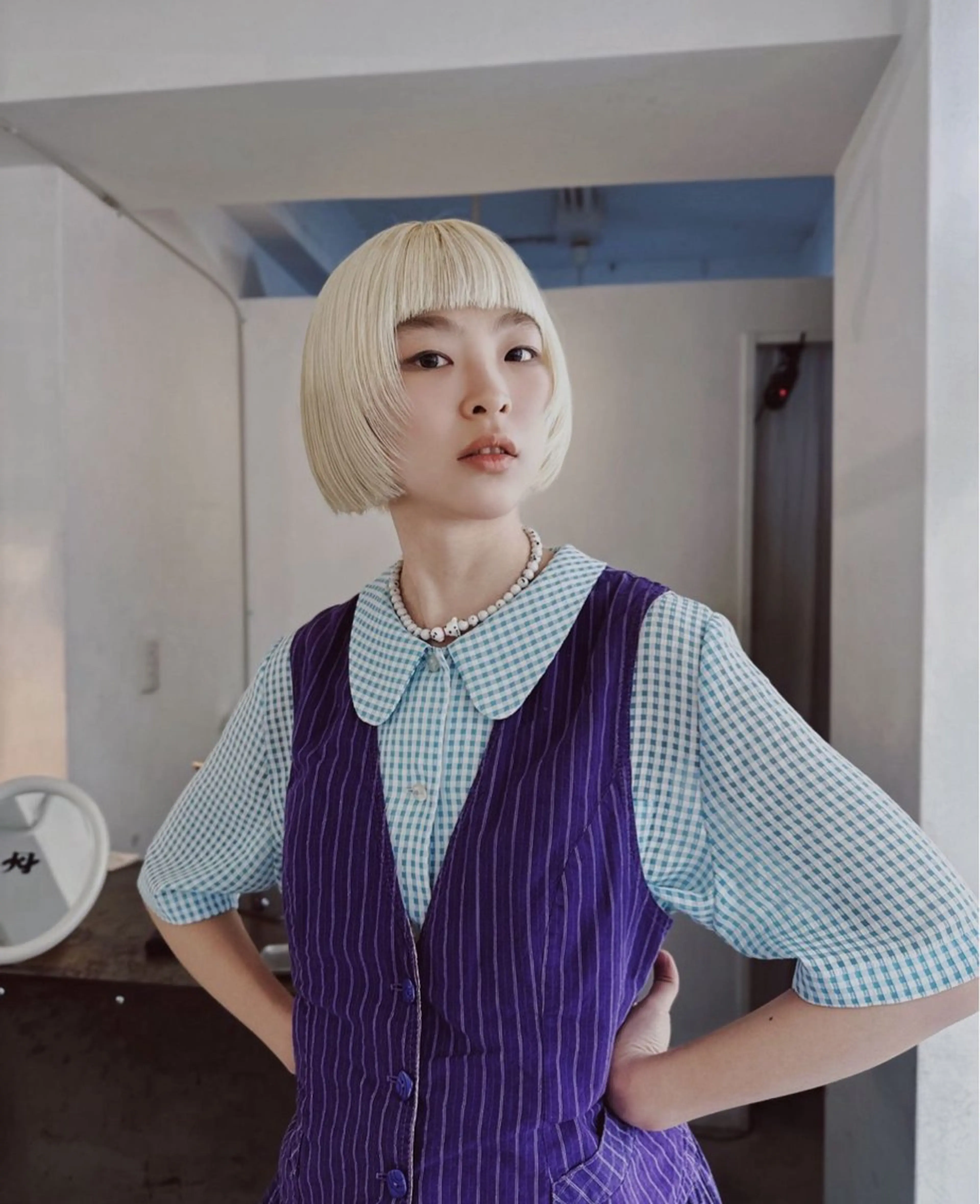 ショート カラー カット ヘアカラー 楪 yuzuriha所属・Saaya/レイヤー /ブリーチ/ブロンドのヘアスタイル