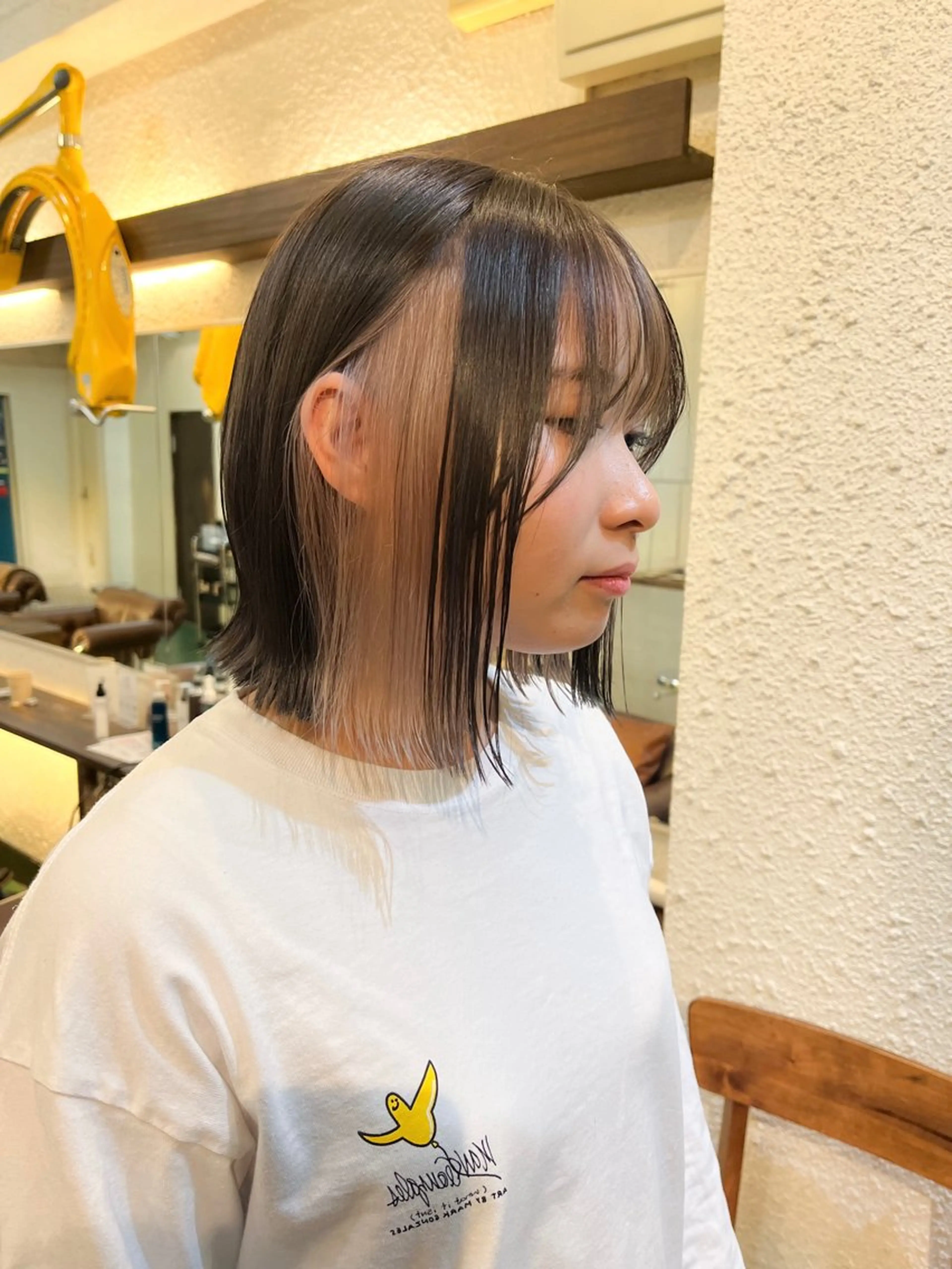 ミディアム カラー ヘアカラー トリートメント 🐝ハイトーン× レイヤーボブ/牧原のヘアスタイル