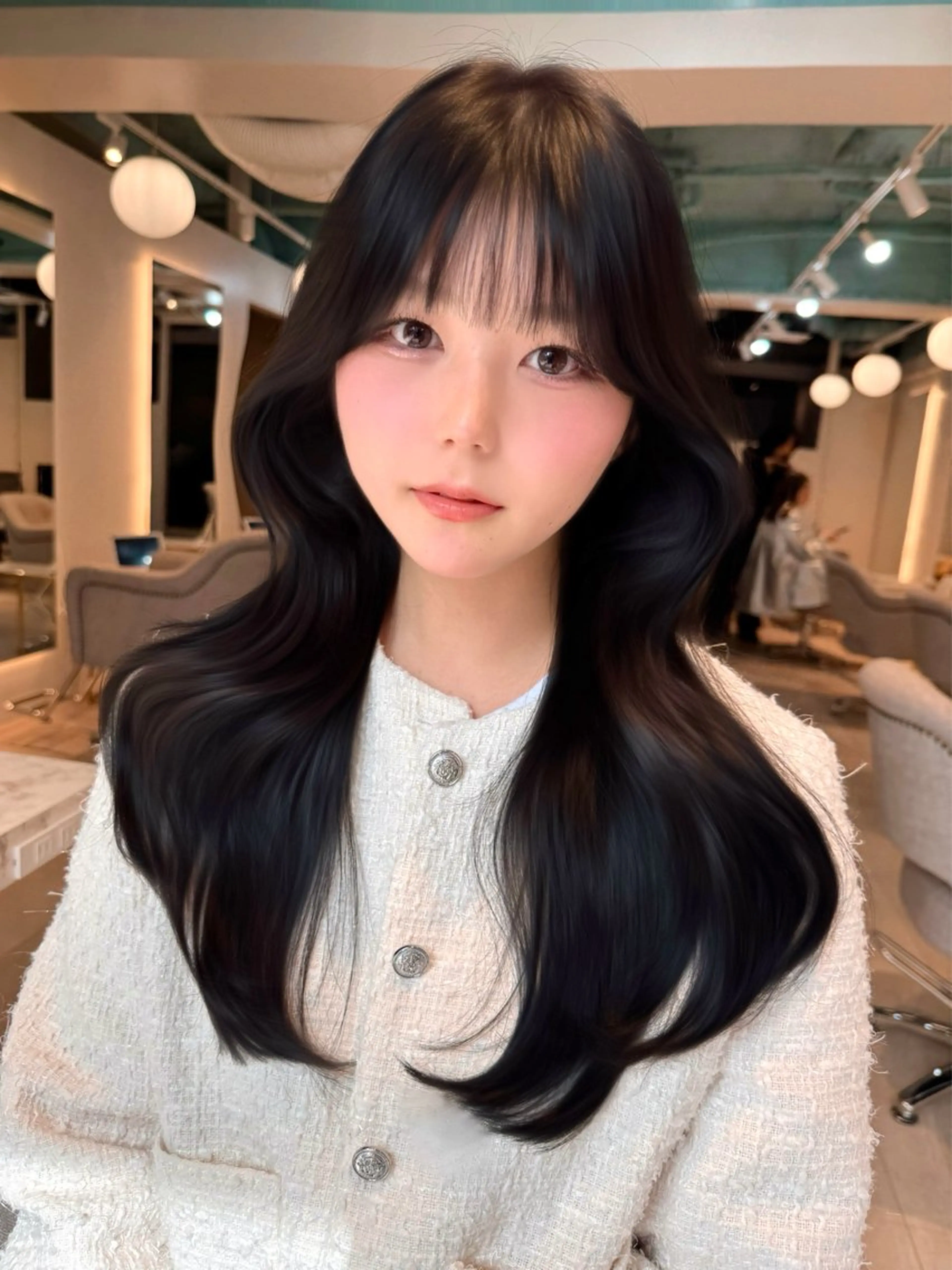 ロング カット ヘアカラー トリートメント ハイレイヤー/顔周り /レイヤーカットのヘアスタイル