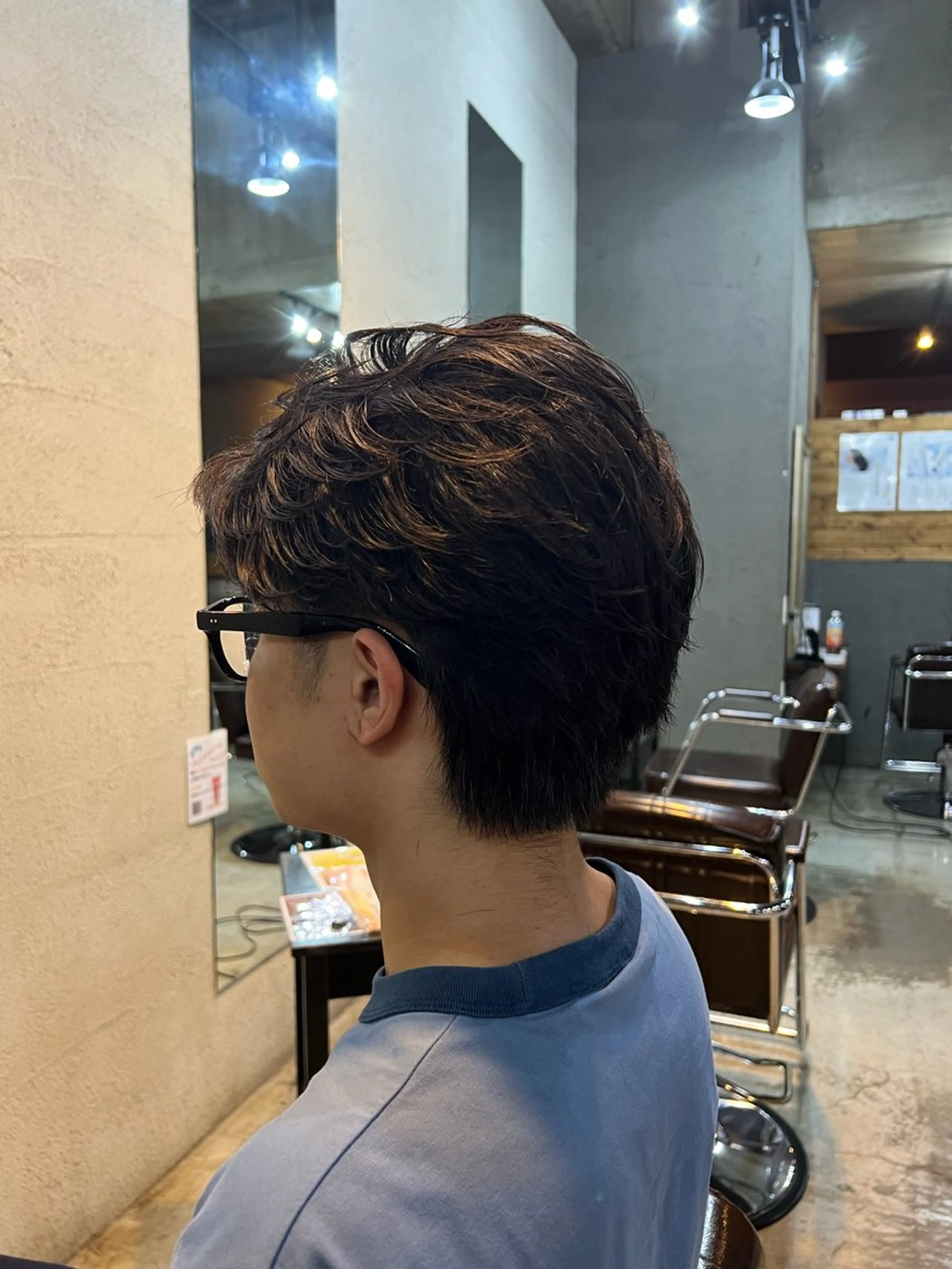 パーマ メンズ センターパート フェザーパーマ メンズパーマ Men's NAM 八角のヘアスタイル