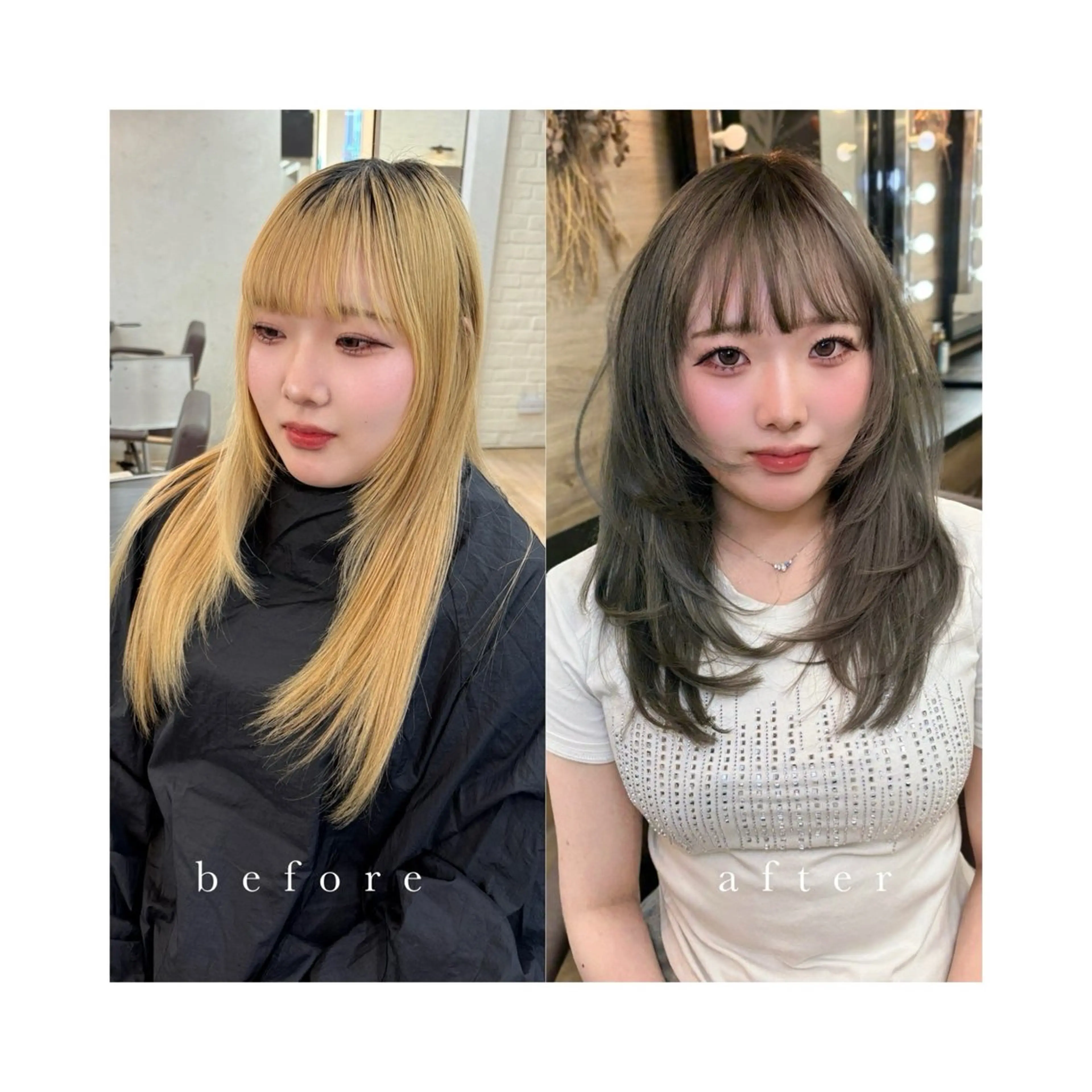 ミディアム 韓国風ヘア レイヤーカット MAEDA 西金沢美容室のヘアスタイル