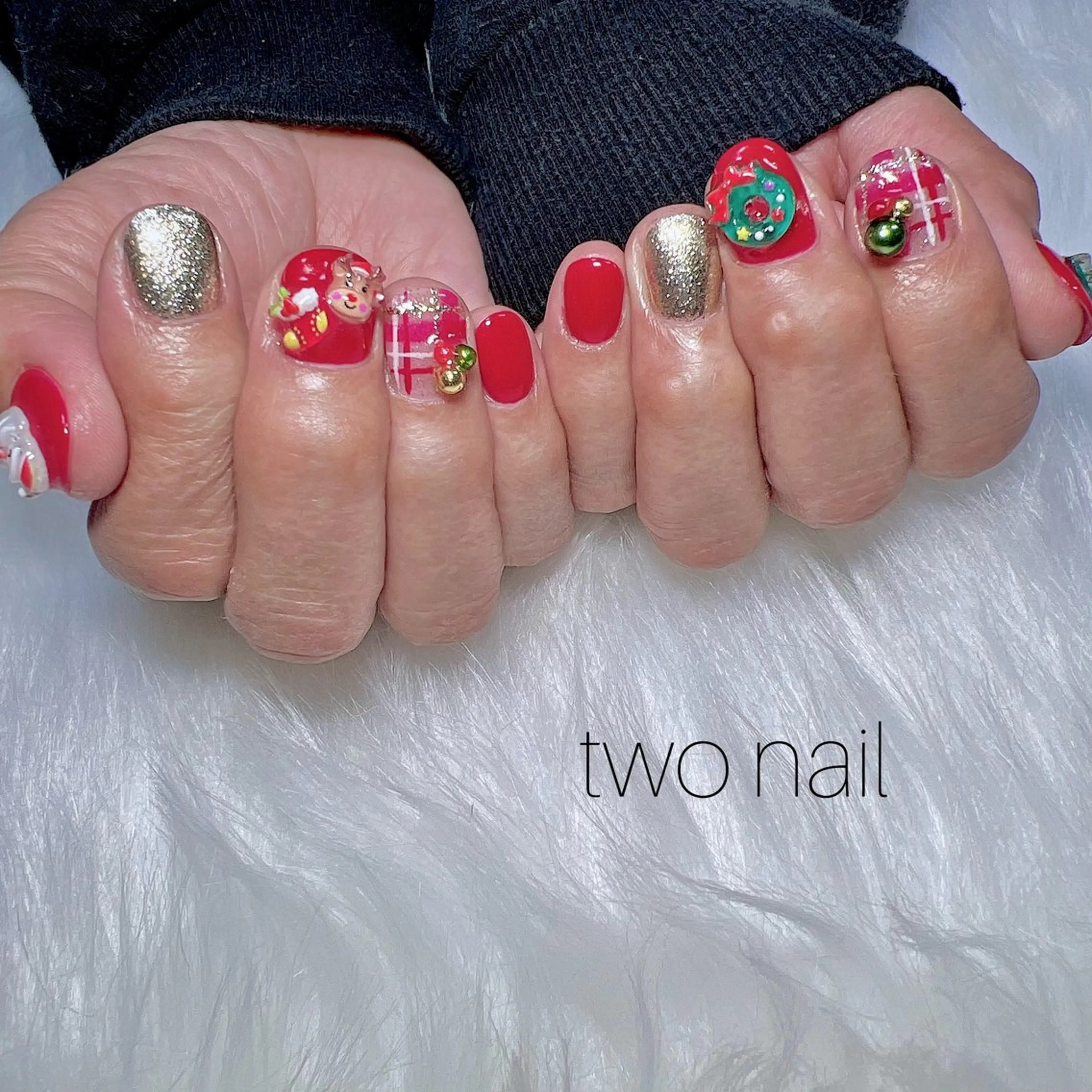 ネイル アートネイル ネイルチップ ホワイト ハンドネイル two nailのネイルデザイン