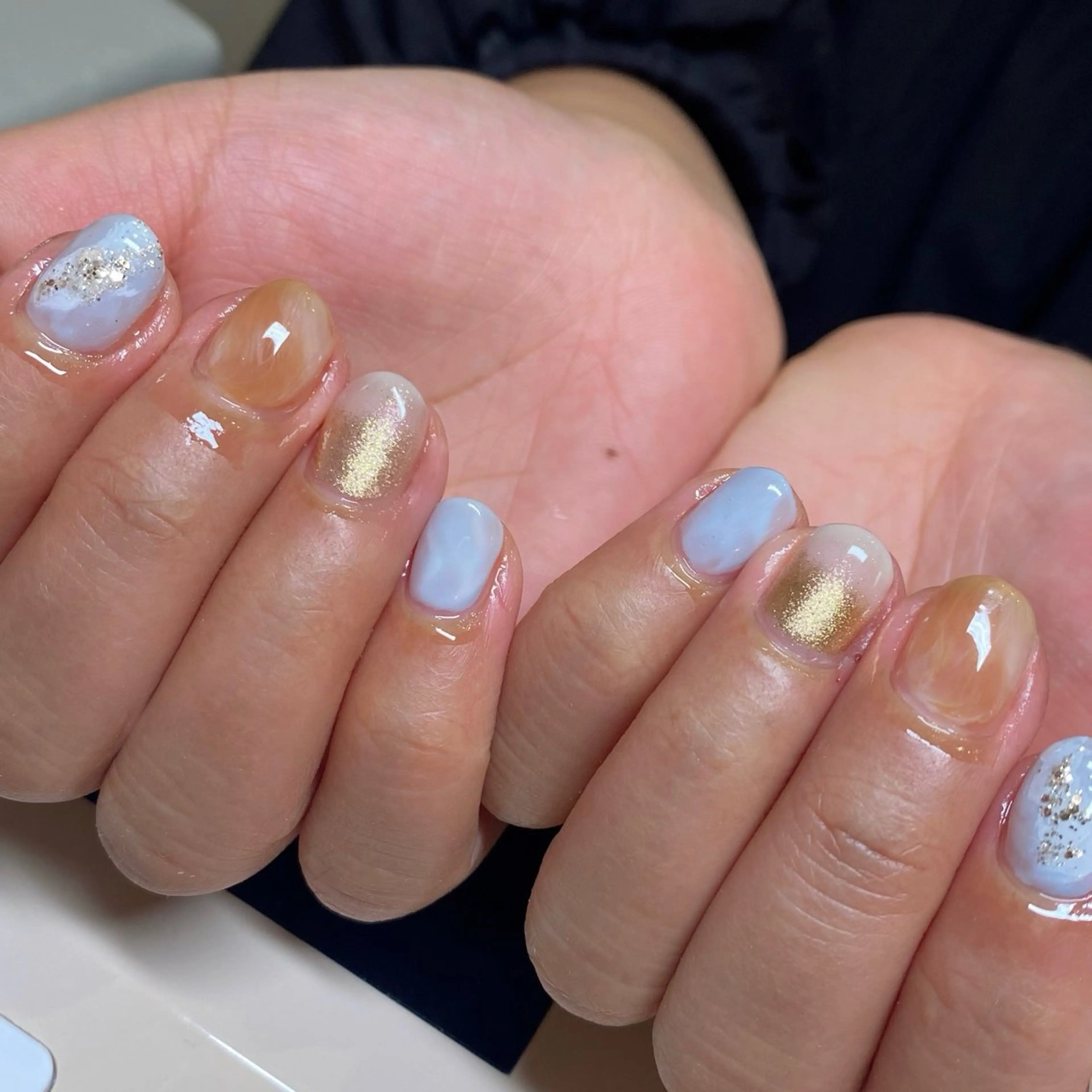 ネイル ニュアンスネイル ショートネイル シンプルネイル amuse 手書きニュアンスのネイルデザイン