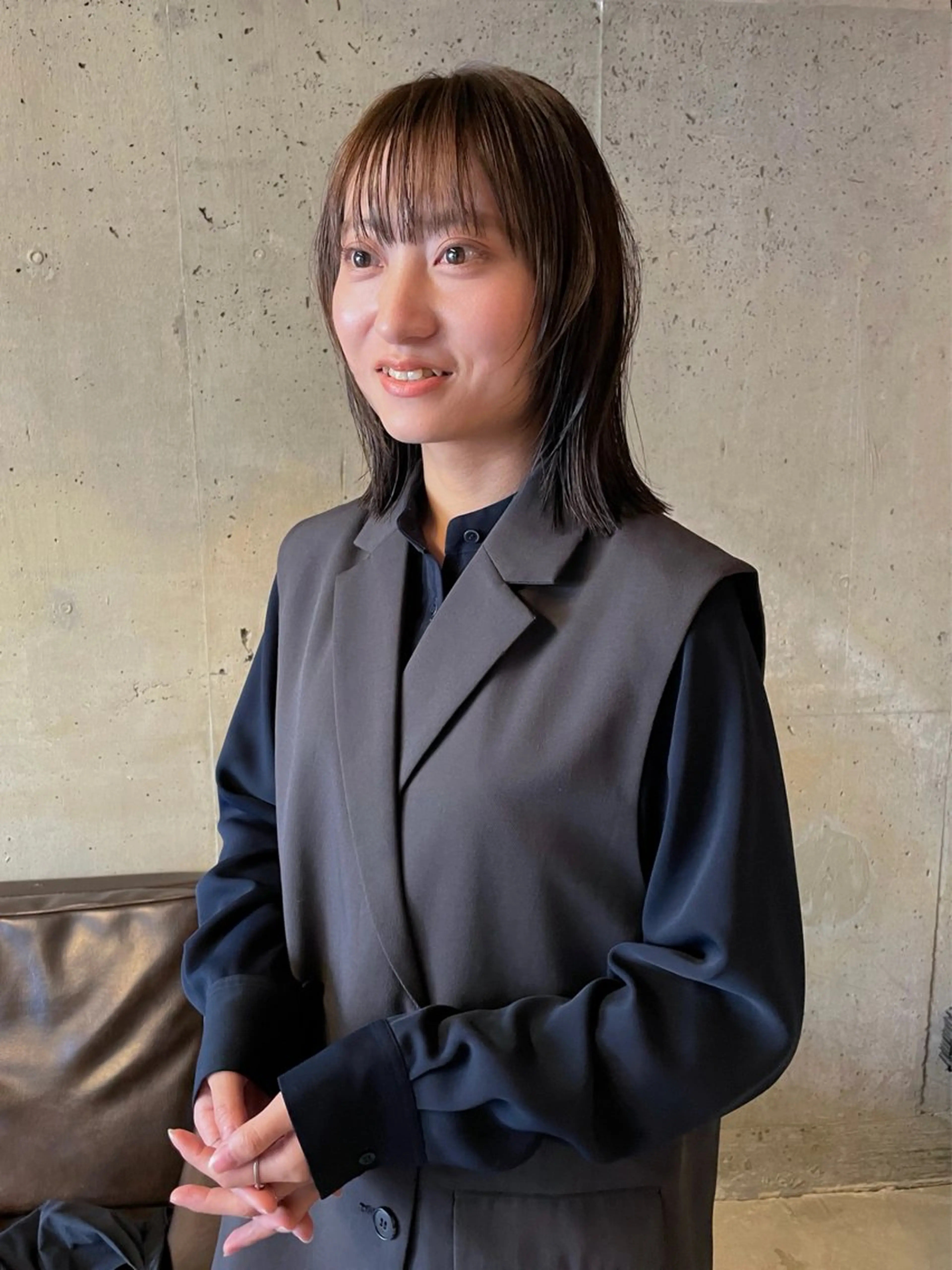 ミディアム カラー パーマ/レイヤー 岩山丈一郎のヘアスタイル