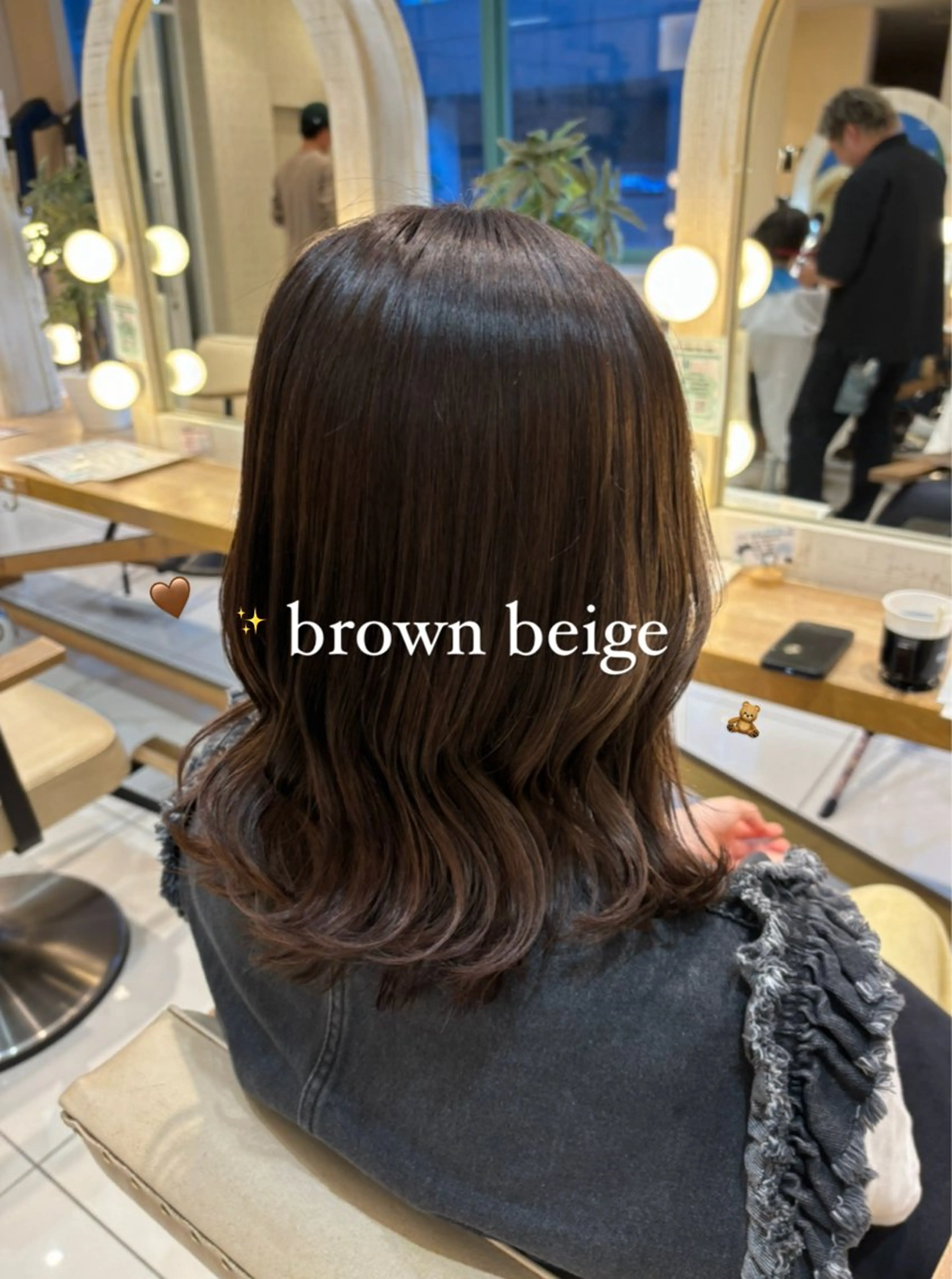 ミディアム ハイライト 髪質改善 縮毛矯正 ヘアカラー トリートメント ブリーチなしカラー/ 暖色カラー/艶カラーのヘアスタイル