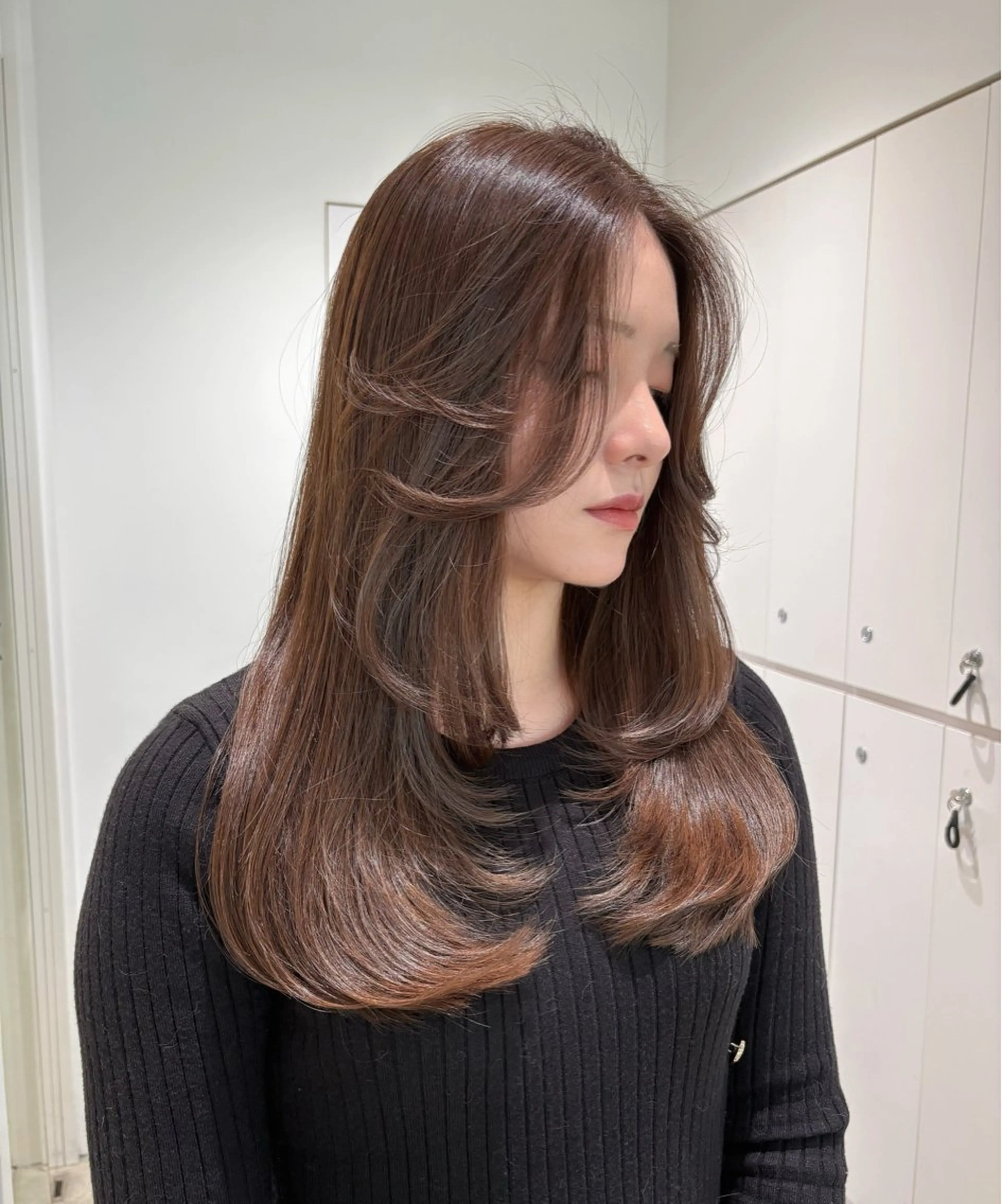 ロング カラー カット ヘアカラー トリートメント 🎀優姫 🎀  韓国レイヤーのヘアスタイル