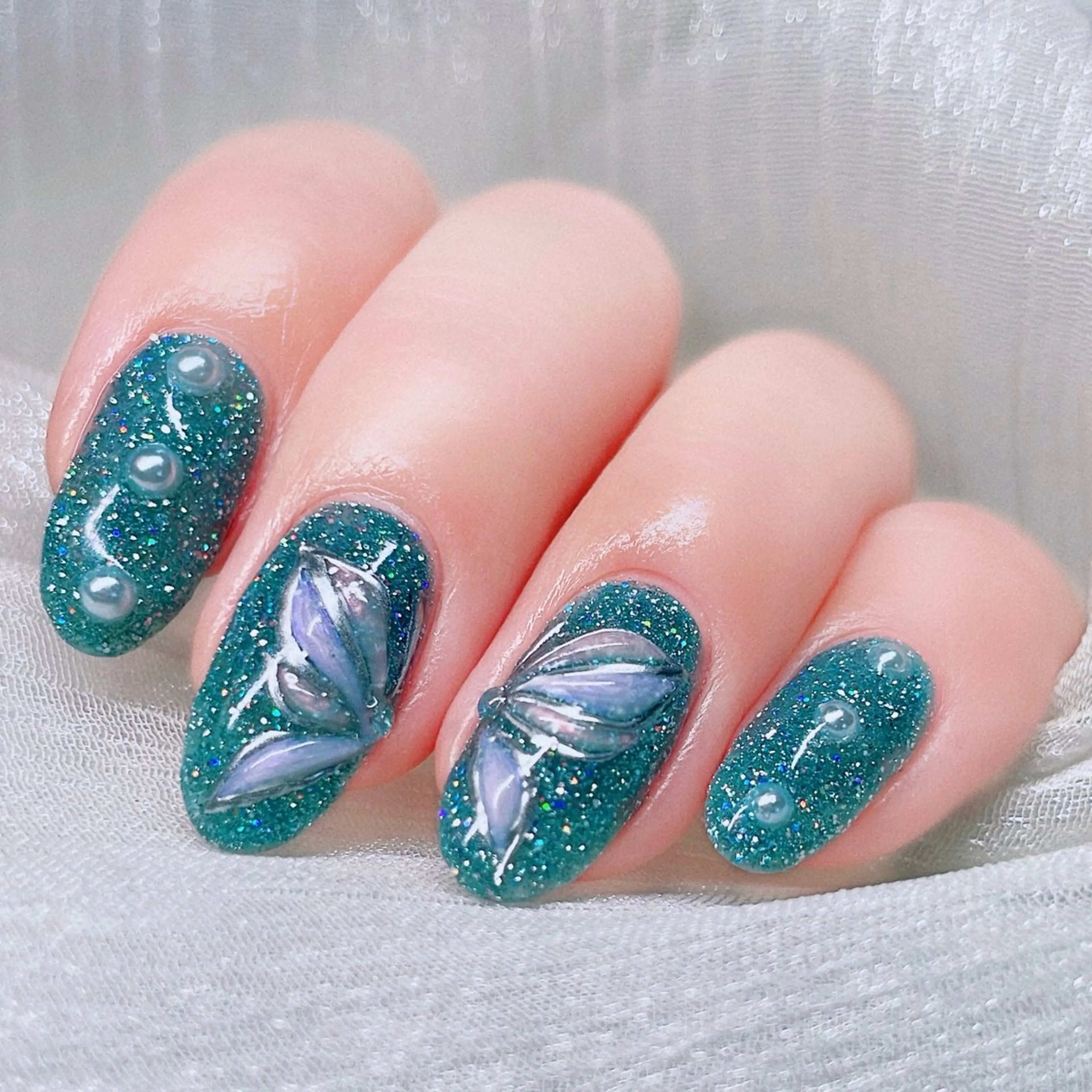 ネイル 長さ出し ストーンネイル ハンドネイル Nailist SUZU所属・Nailist suzuのネイルデザイン