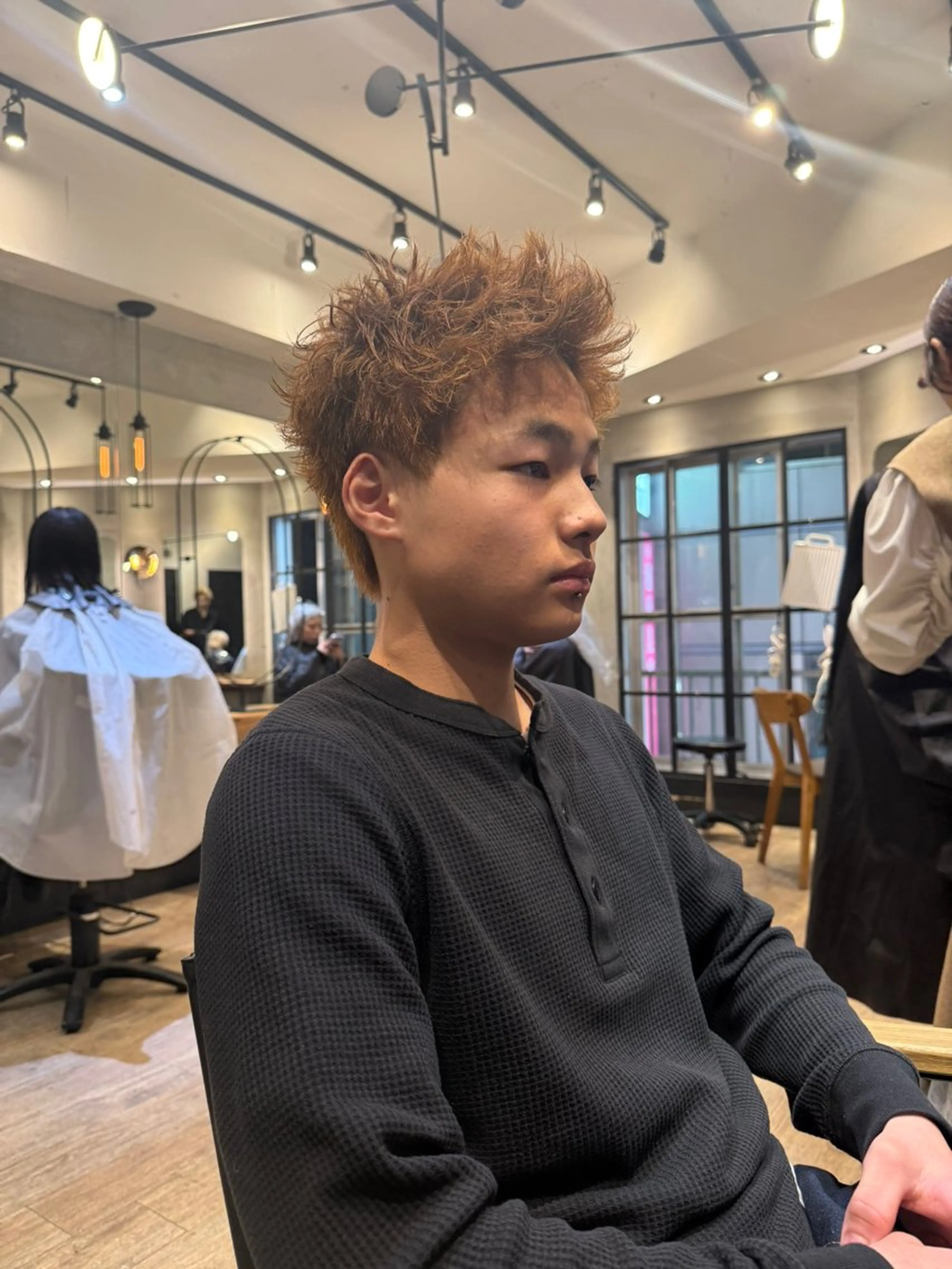 ショート カラー パーマ メンズ スパイキーショート ブラウンカラー ショートヘア カット ヘアカラー heavenly by HAVANA新宿所属・メンズショート/ピン パーマ/新宿/フウガのヘアスタイル