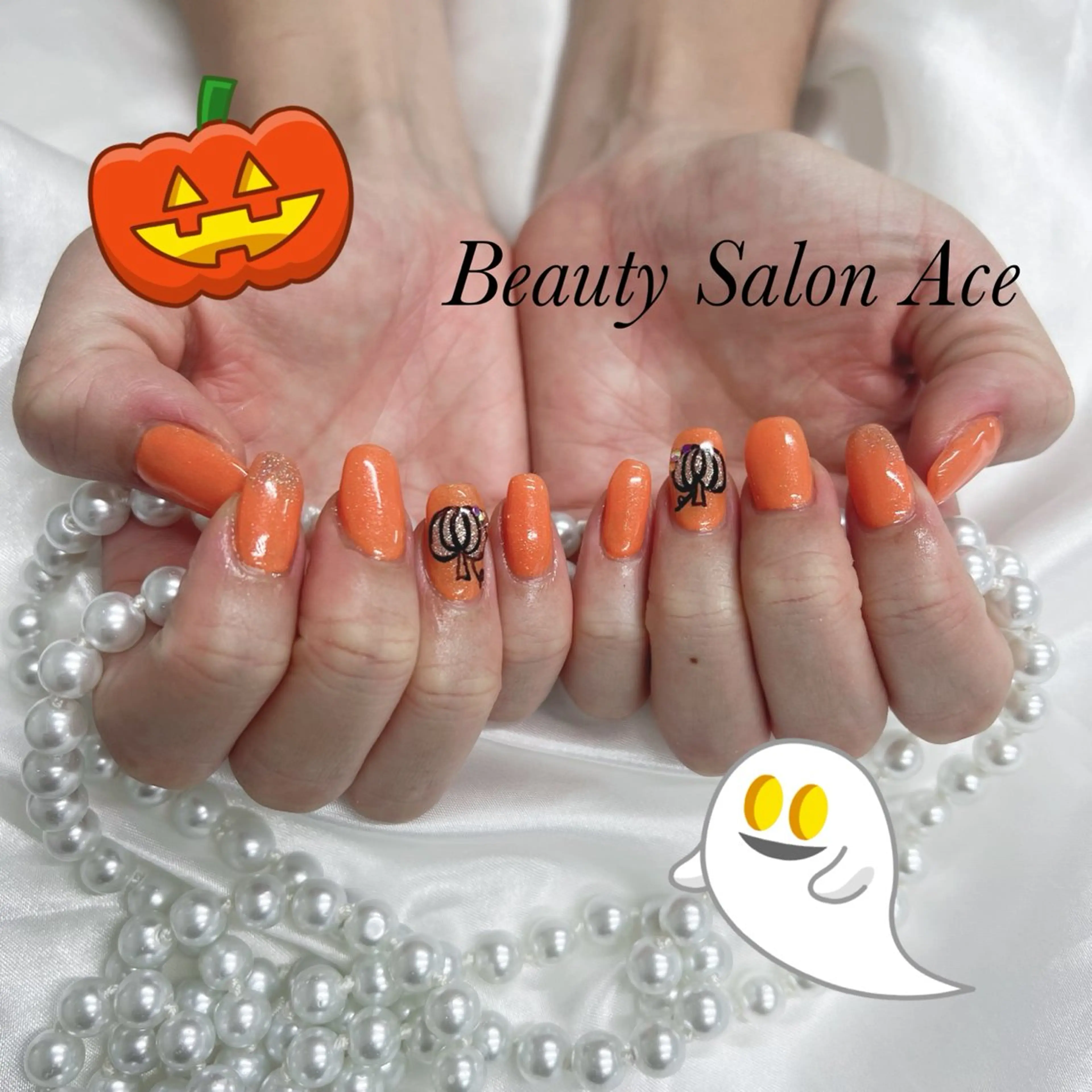 ネイル ハロウィン ハンドネイル ハンドケア Beauty Salon Ace（ネイルサロン　エース）所属・池袋フィルイン Ace♡長さだしのネイルデザイン