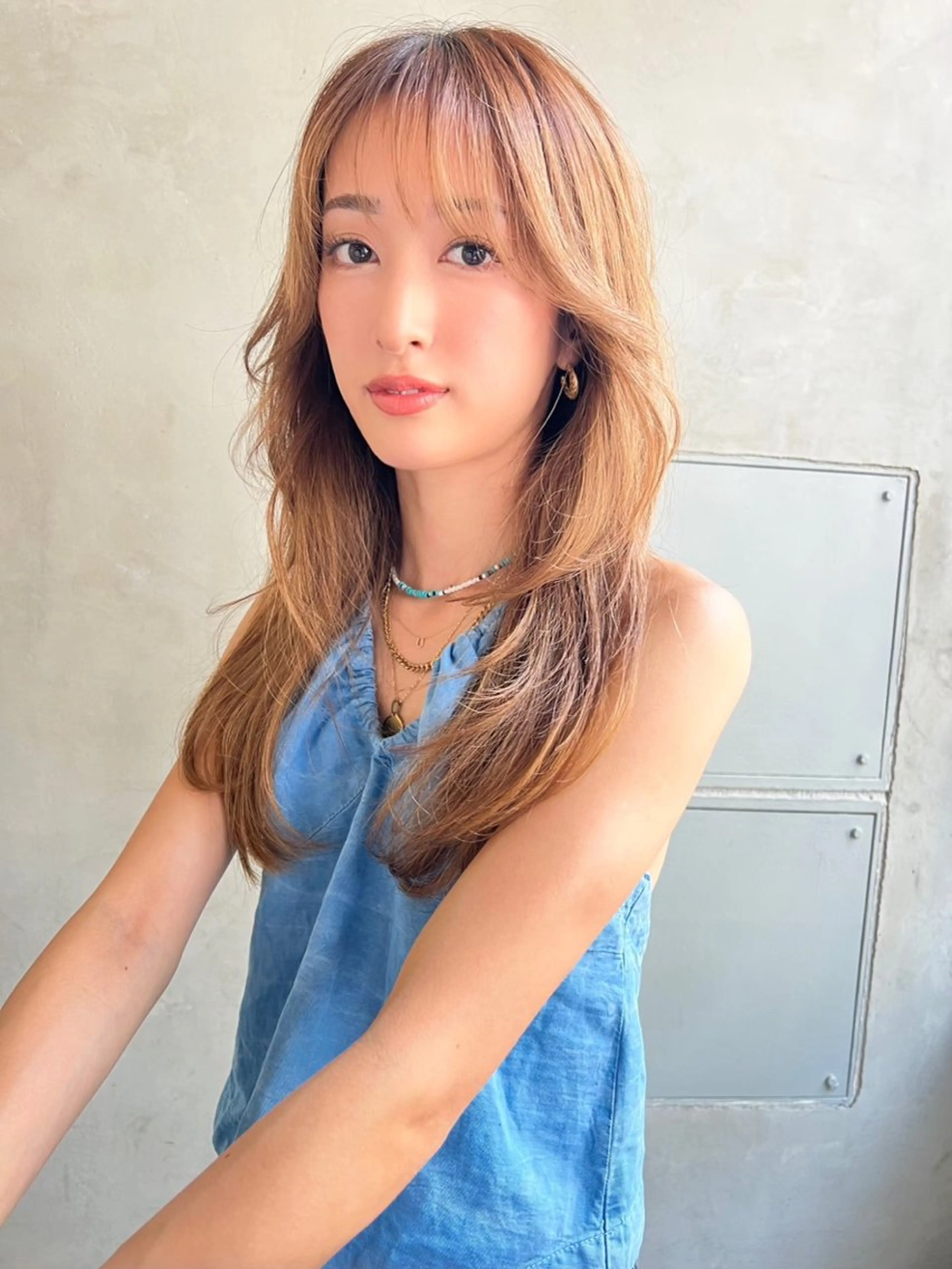 セミロング 韓国風ヘア MUSASHI ブリーチカラー◎のヘアスタイル