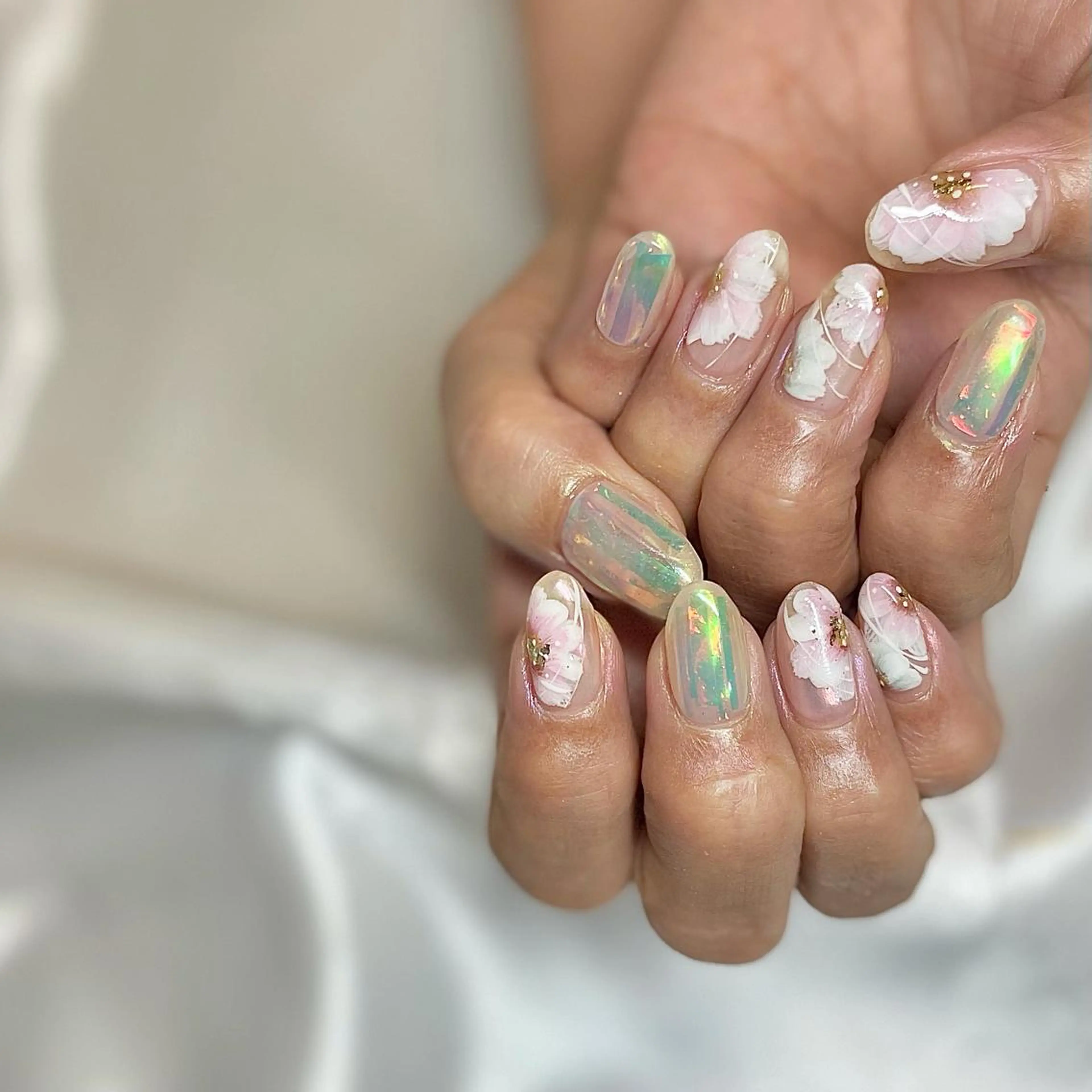 セミロング カラー パーマ ヘアアレンジ メンズ キッズ ネイル マツエク・マツパ オーロラネイル フラワーネイル nail&eye Aoのマツエク・マツパデザイン