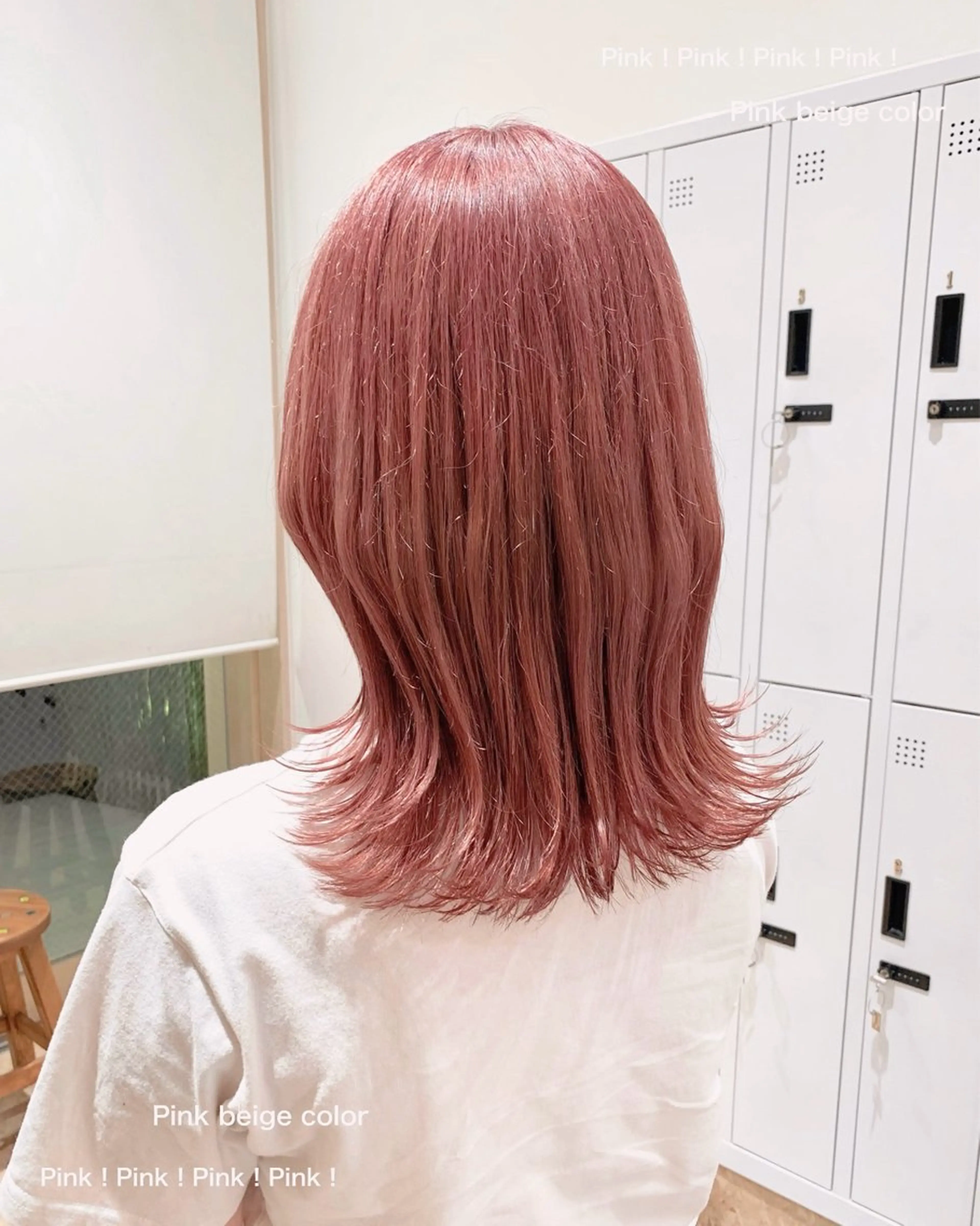 ミディアム カラー ヘアアレンジ ベージュカラー ピンクカラー ピンクベージュ Apero【アペロ】所属・パーマ/暖色/ボブ イワタテ🇰🇷のヘアスタイル