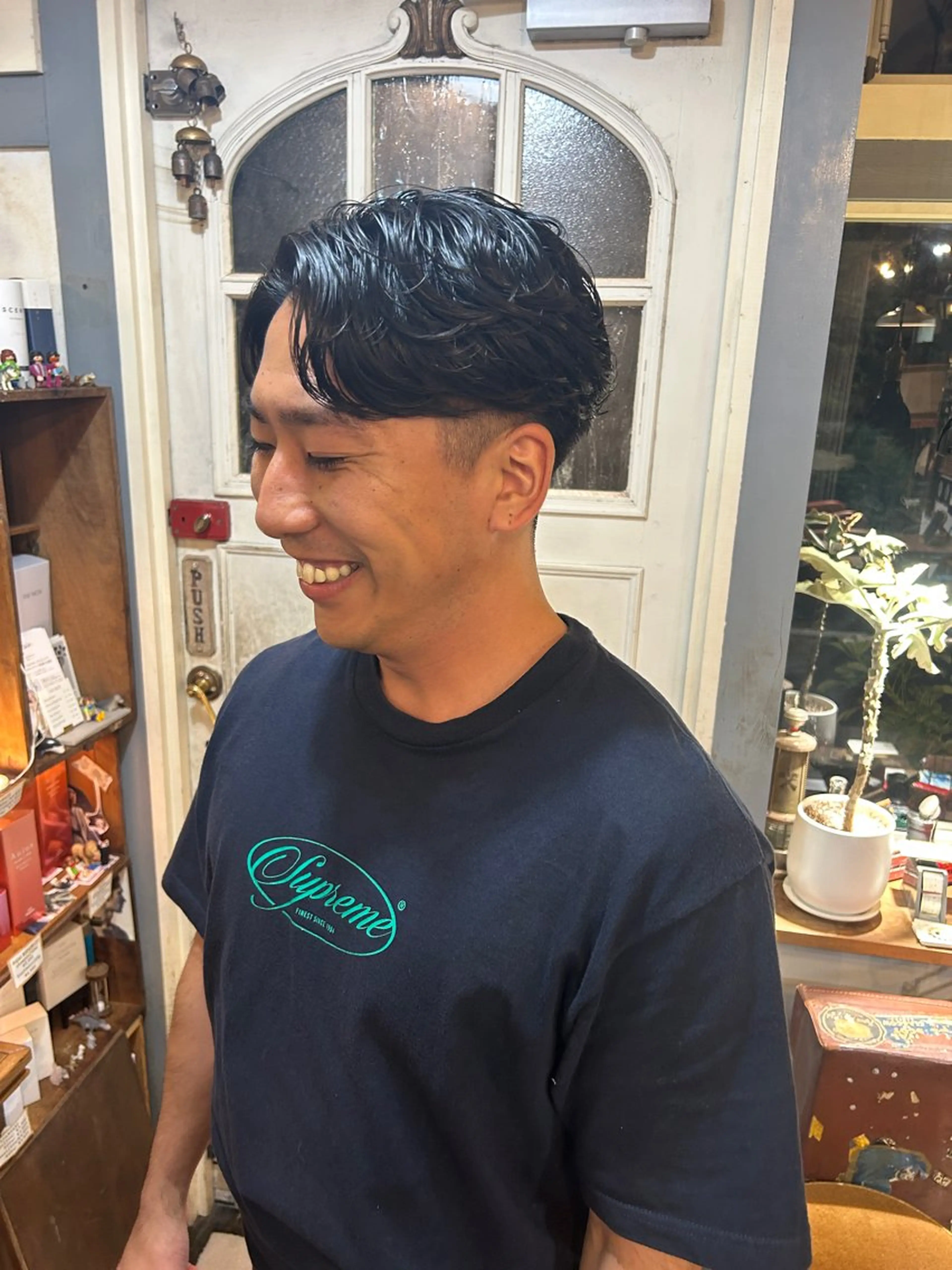 ショート パーマ メンズ フェザーパーマ メンズパーマ カット パーマ 清水千優/パーマ/透 明感カラー/メンズのヘアスタイル