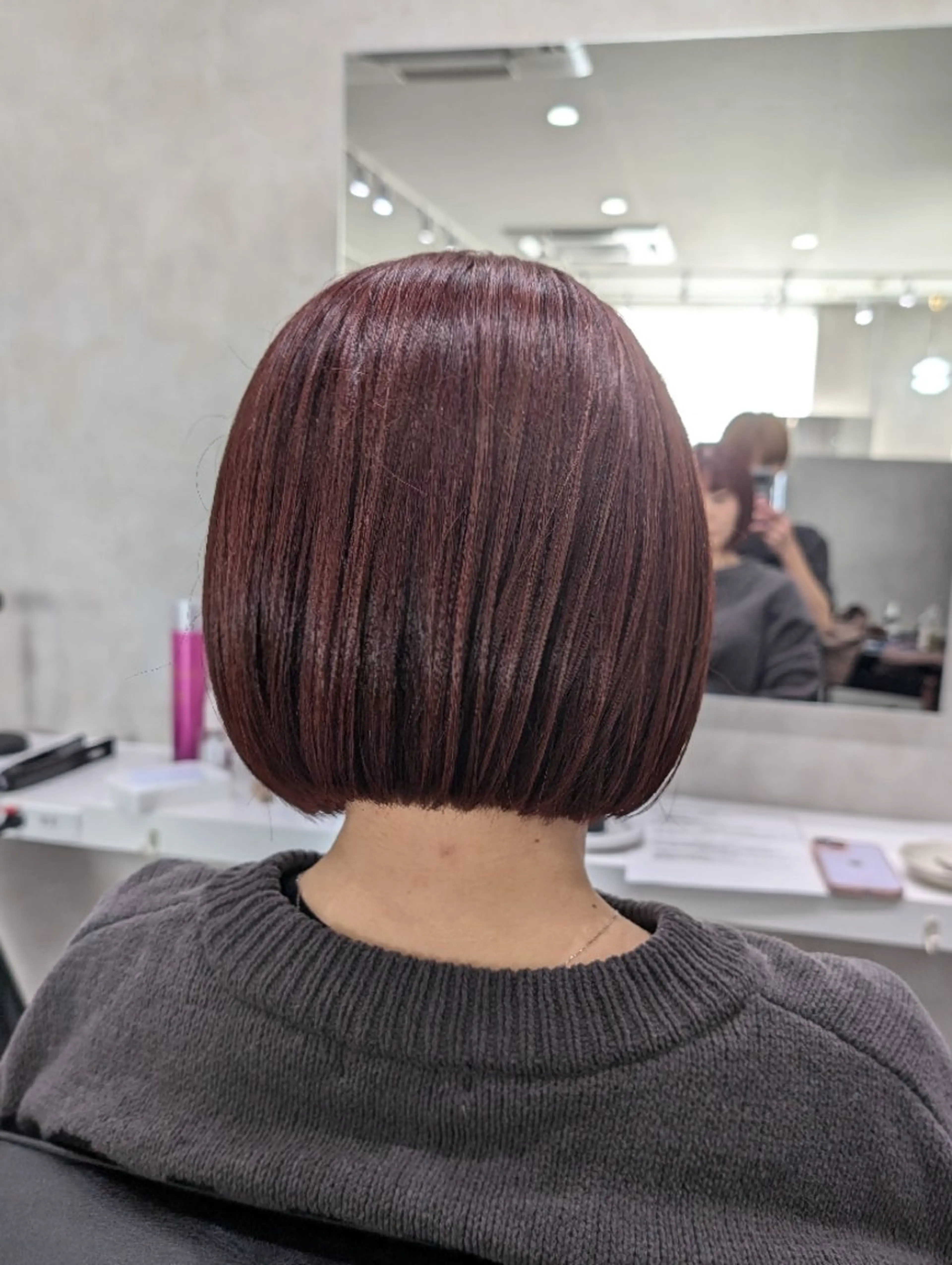 ショート カラー 切りっぱなしボブ ショートボブ ブラウンカラー ピンクカラー ピンクブラウン カット SOYON豊田市駅店所属・髪質改善/ 上村旺武のヘアスタイル