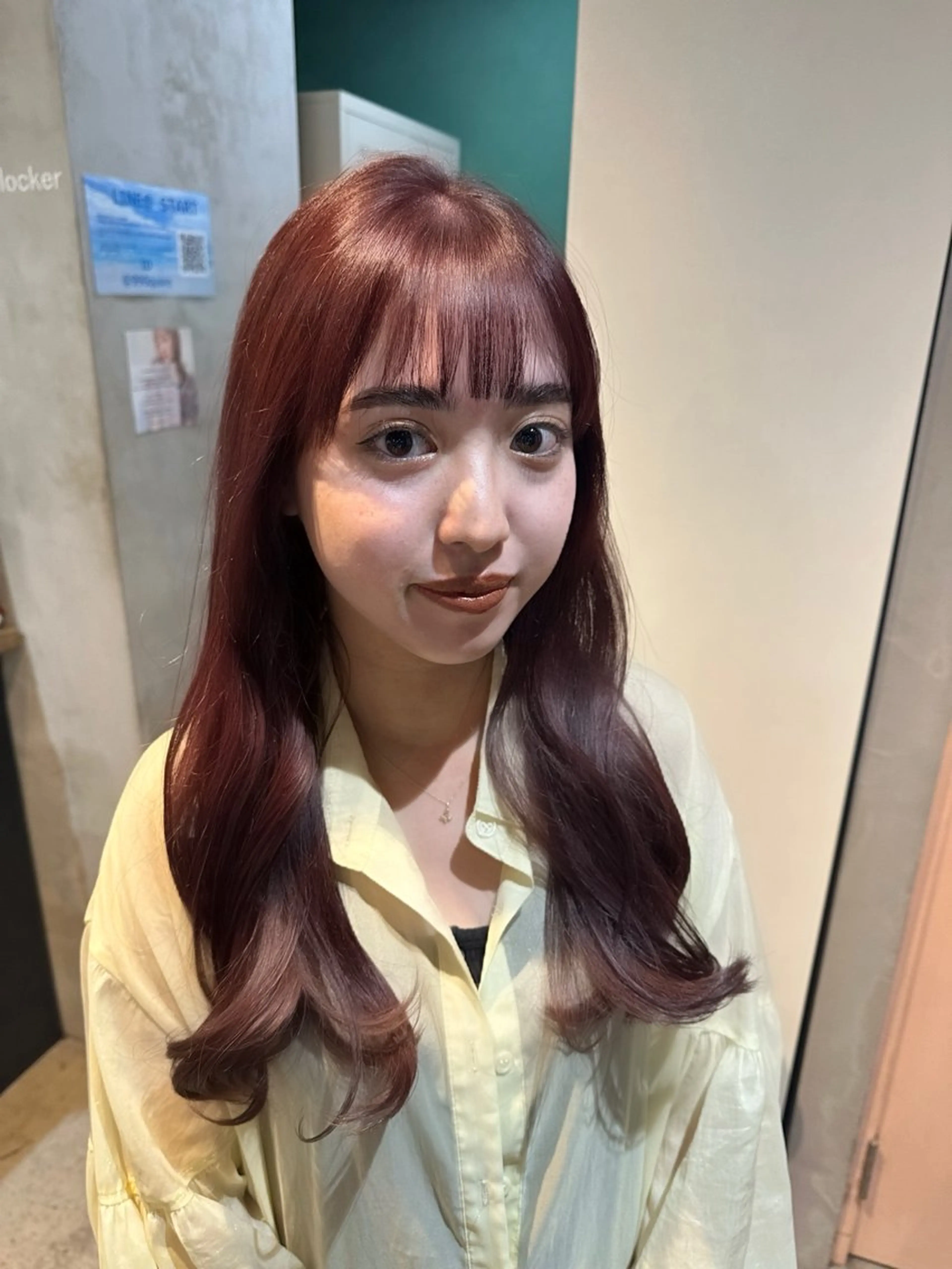 ロング カラー オレンジ カット ヘアカラー トリートメント キダ ユウナのヘアスタイル