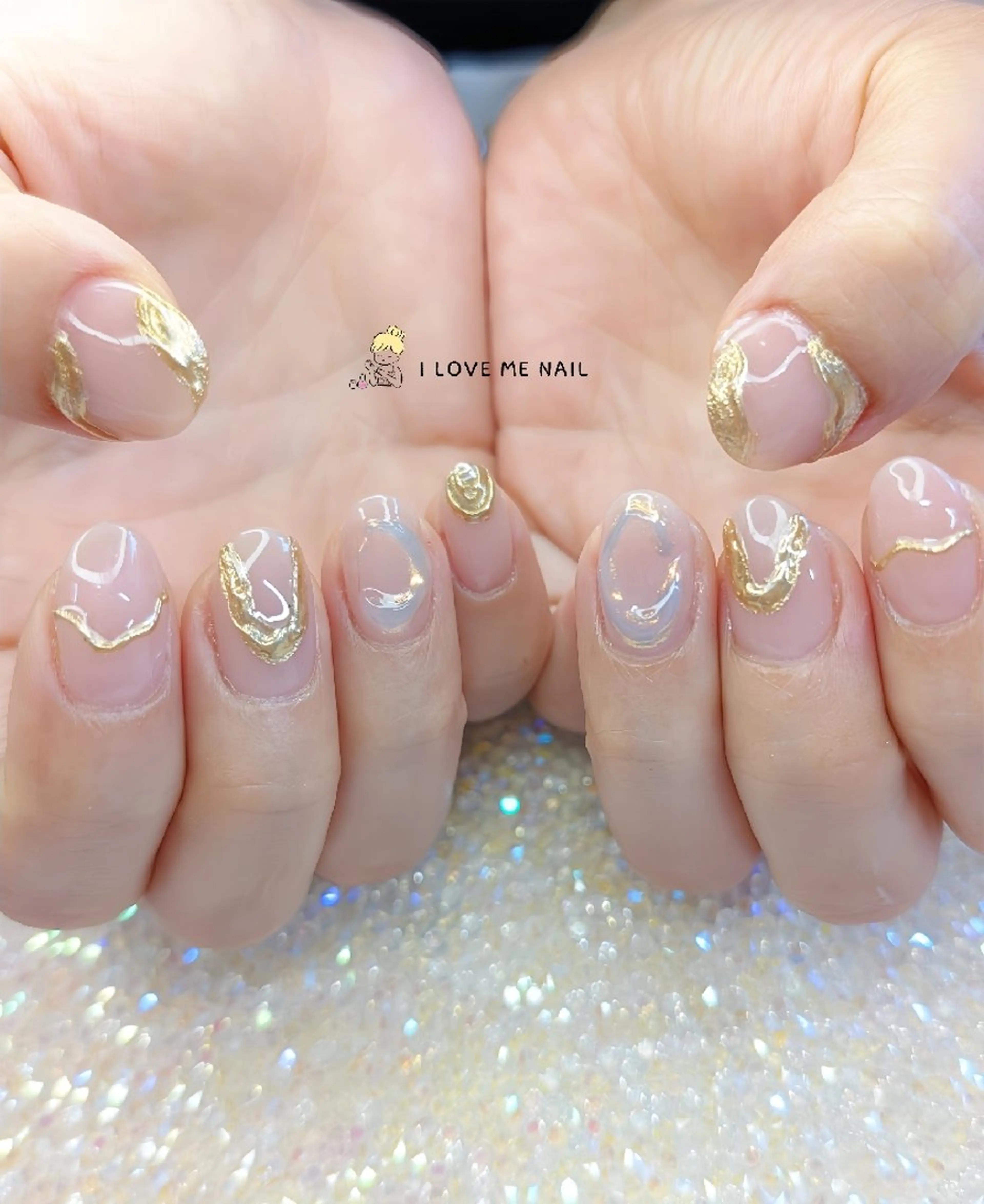 ネイル 長さ出し ハート 韓国ネイル マグネットネイル ニュアンスネイル ハンドネイル I LOVE ME  NAIL.｡.:*♡のネイルデザイン