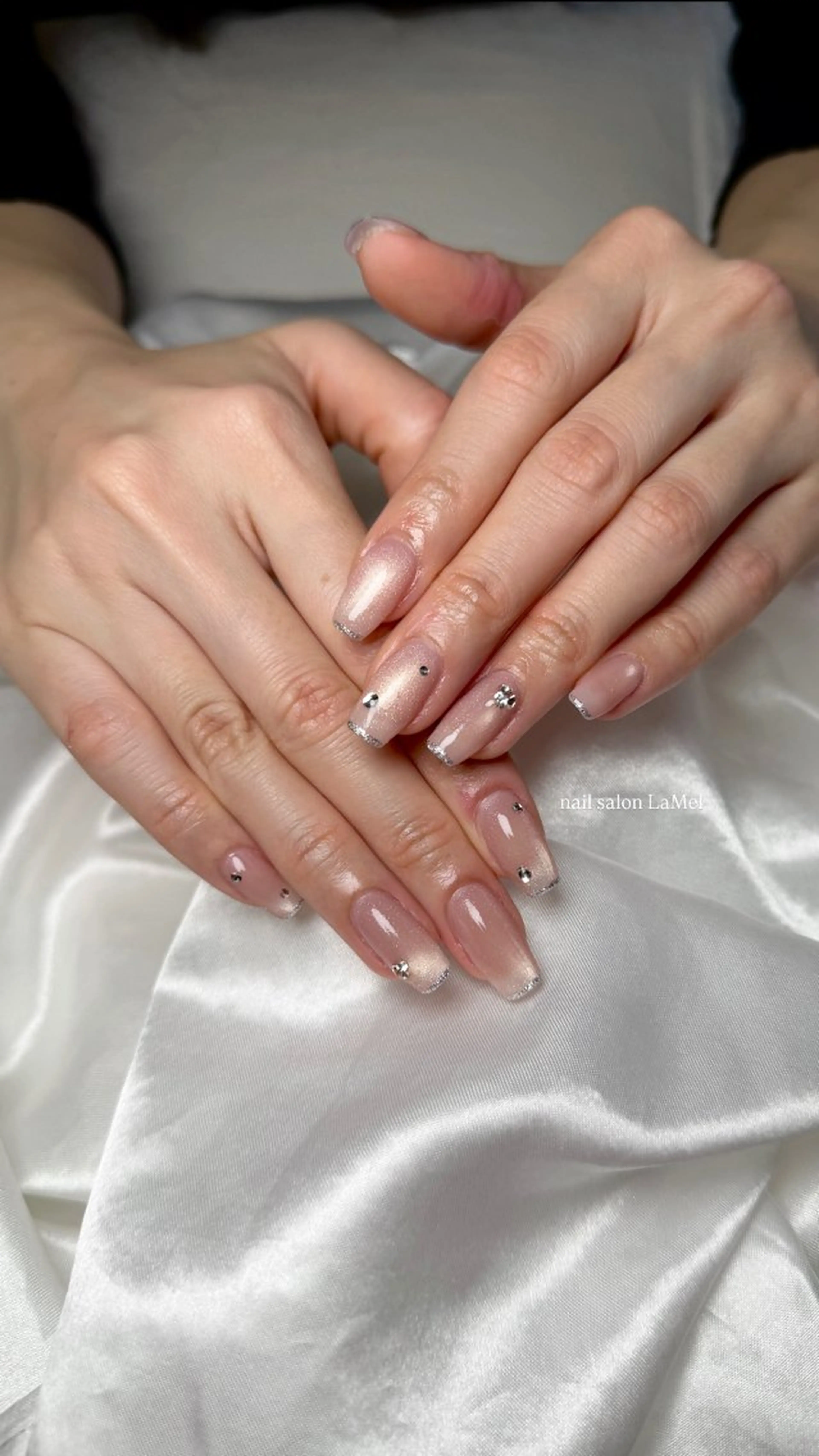 ネイル ラメ(グリッター) オフィスネイル シンプルネイル ストーンネイル ブライダルネイル ハンドネイル 【nailsalon LaMeL】岡崎のネイルデザイン