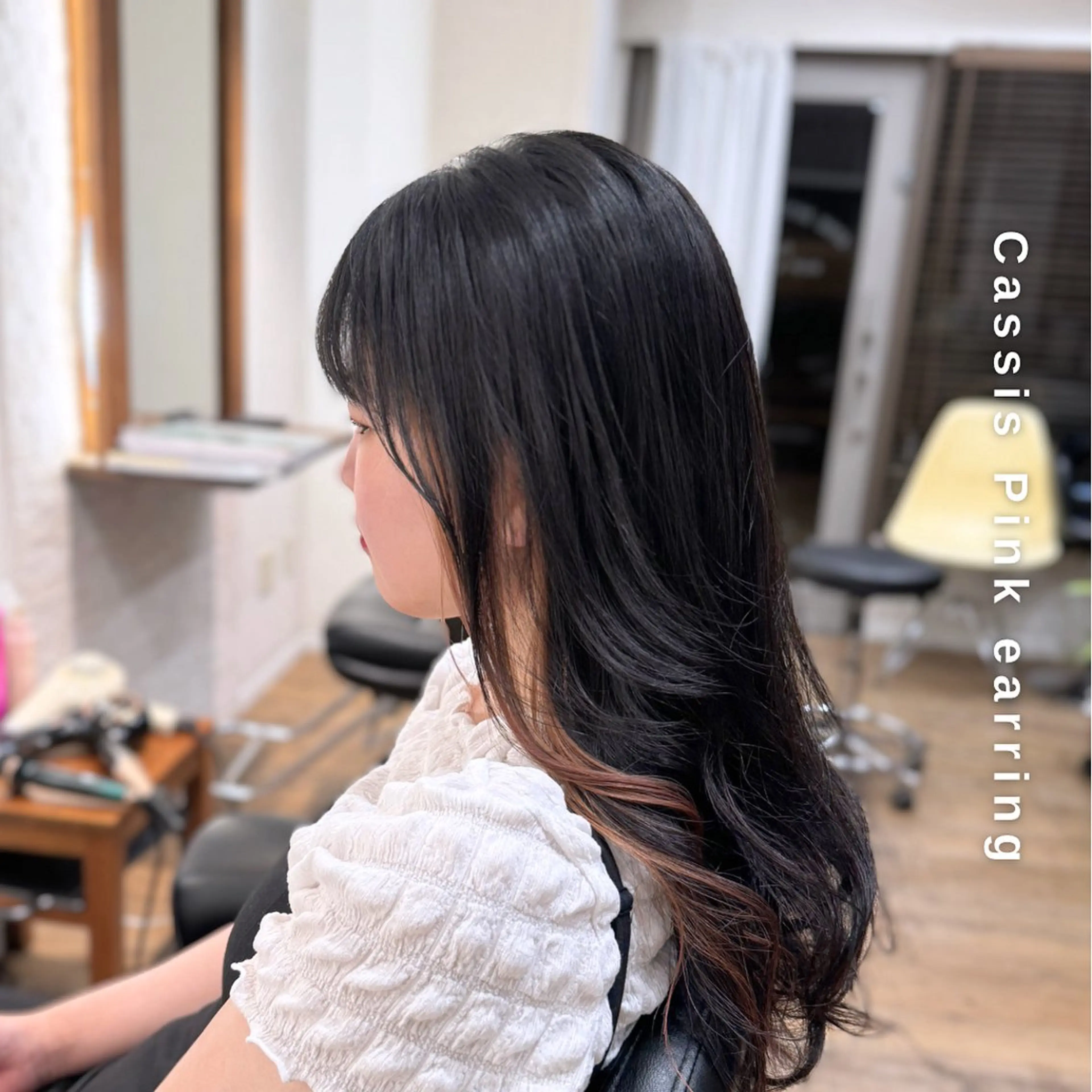 ロング カラー カシス イヤリングカラー ピンクカラー ヘアカラー トリートメント ヘアセット Hair&Make newer所属・しんのすけ /モデルさん募集中のヘアスタイル