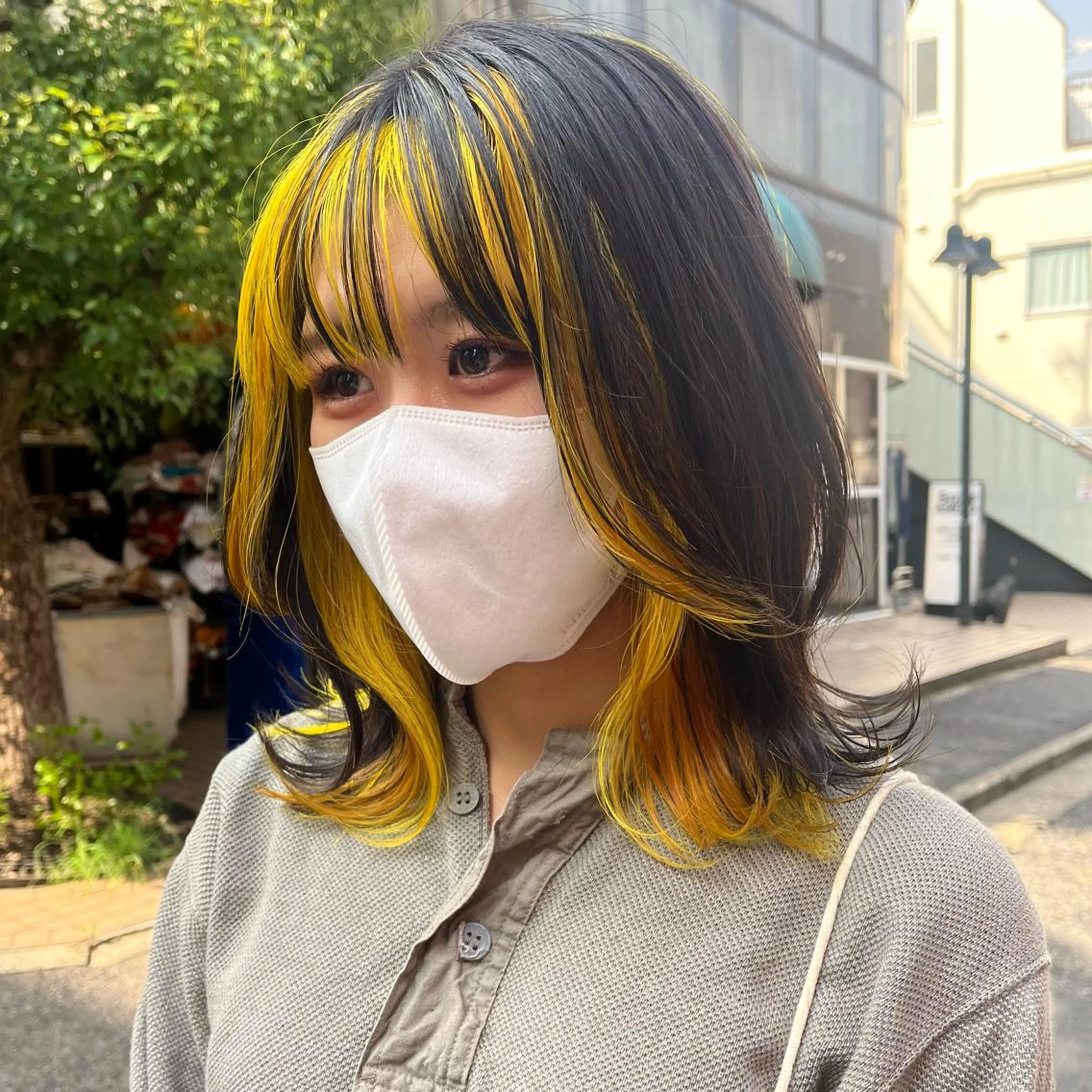 ミディアム カラー ヘアアレンジ ボブハイトーン🦖 デザインMAMIのヘアスタイル