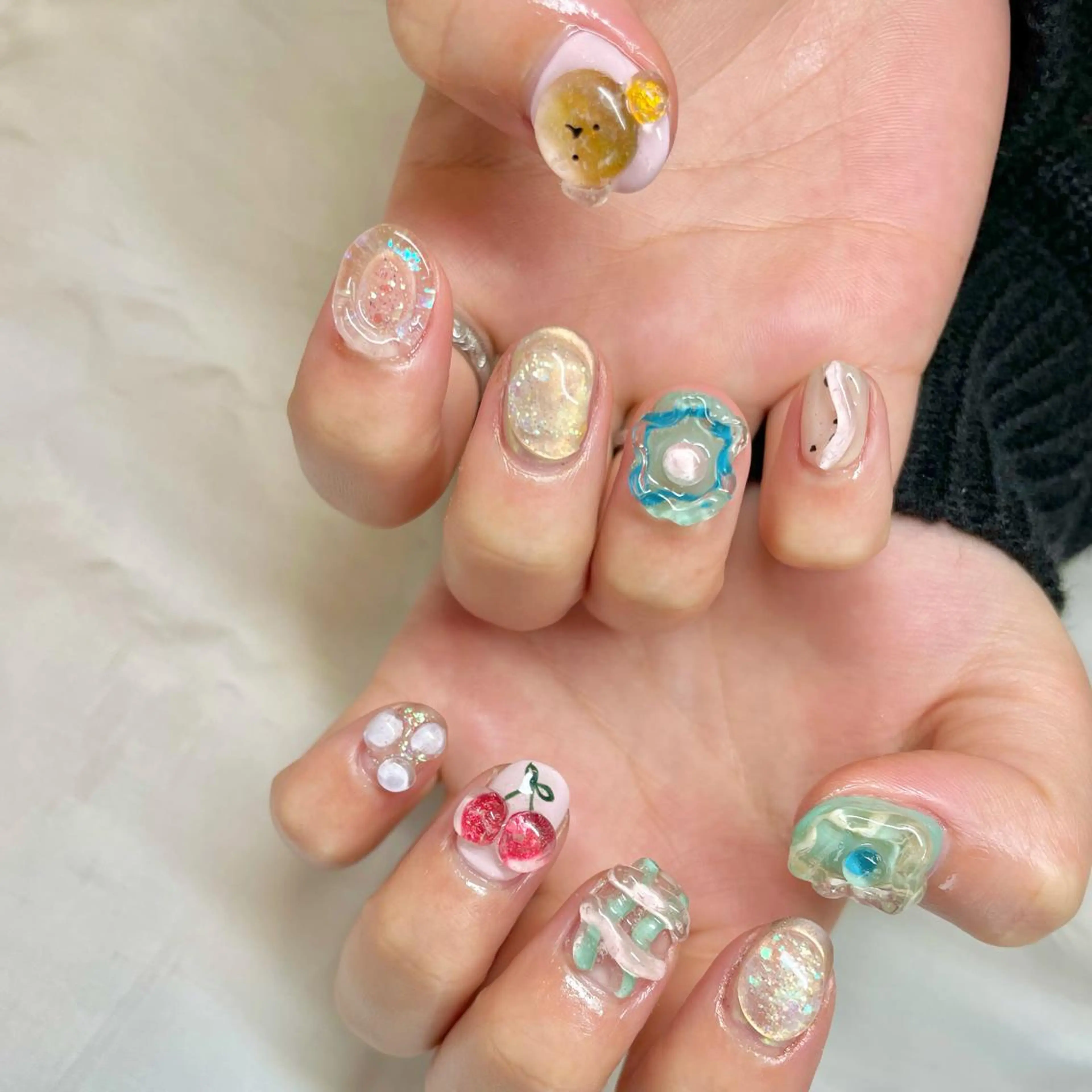 ミディアム カラー パーマ ヘアアレンジ メンズ キッズ ネイル マツエク・マツパ アイブロウ クリアネイル nail&eye Aoのマツエク・マツパデザイン