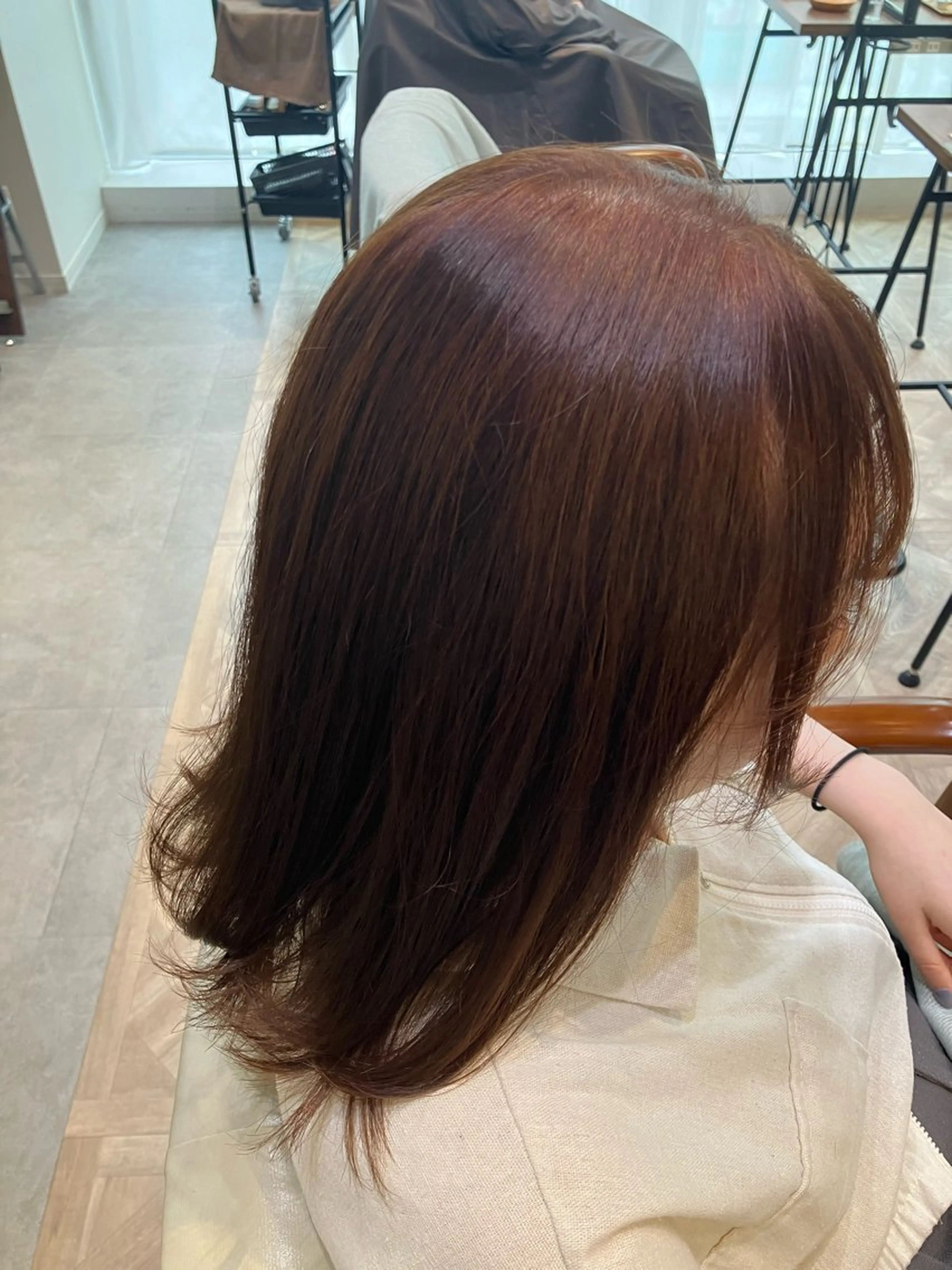 セミロング カラー オレンジ 及川まき 　オリーブ グレージュカラー♪のヘアスタイル