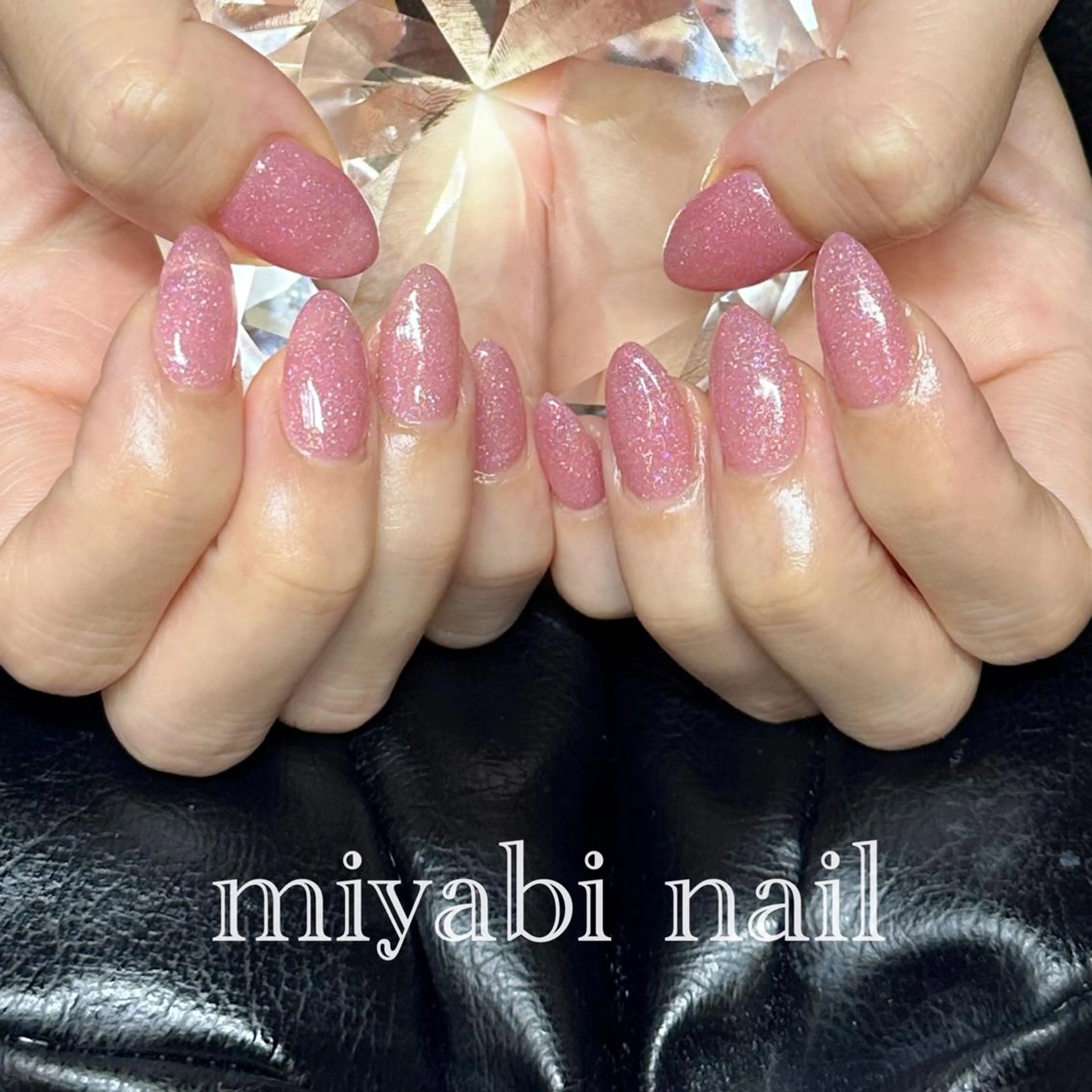 ネイル ラメ(グリッター) 持ち込み ワンカラーネイル ピンク シンプルネイル ハンドネイル miyabi nail 桂川駅近くのネイルデザイン