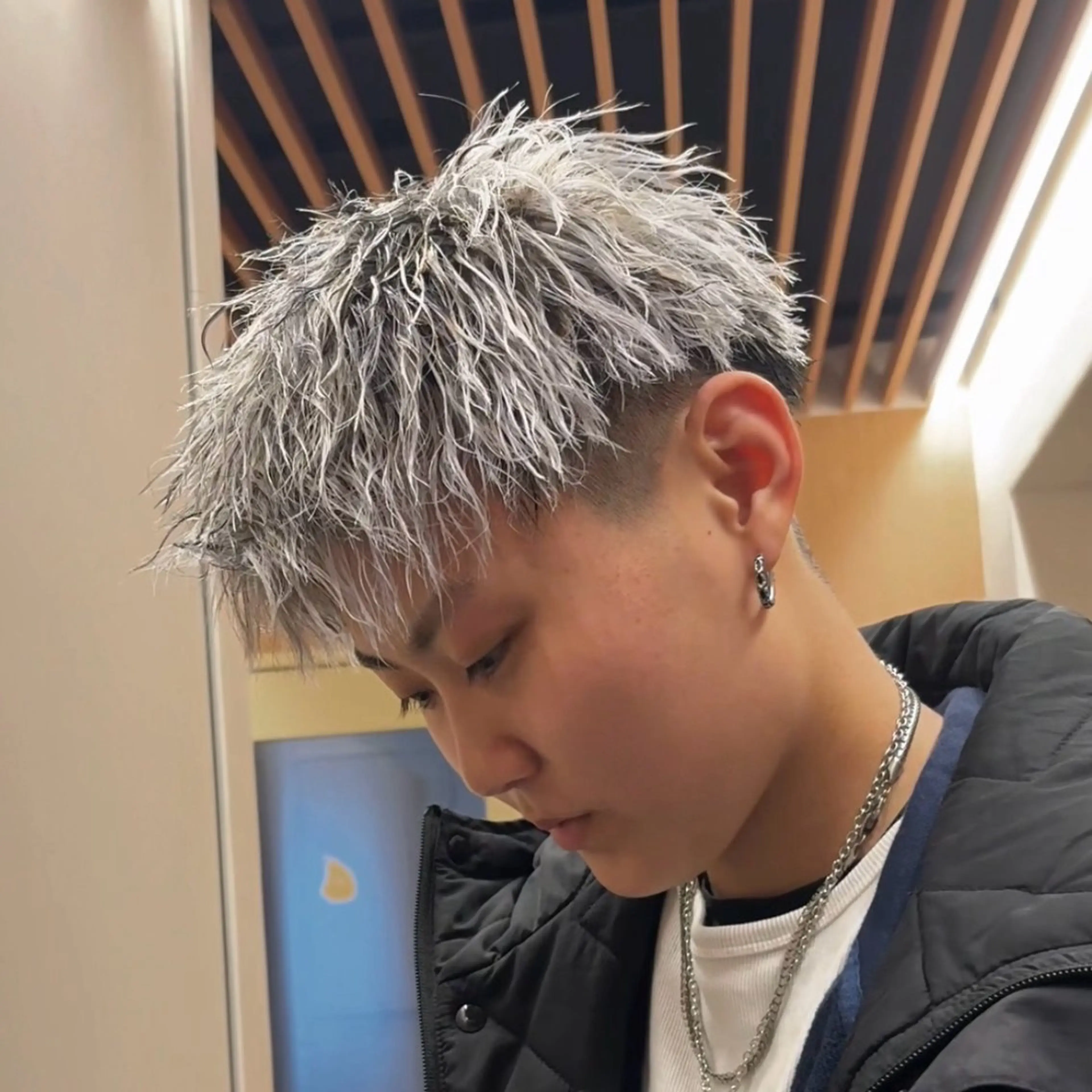 カラー パーマ メンズ 💋ホワイトメッシュ /パーマ/メンズ💋のヘアスタイル