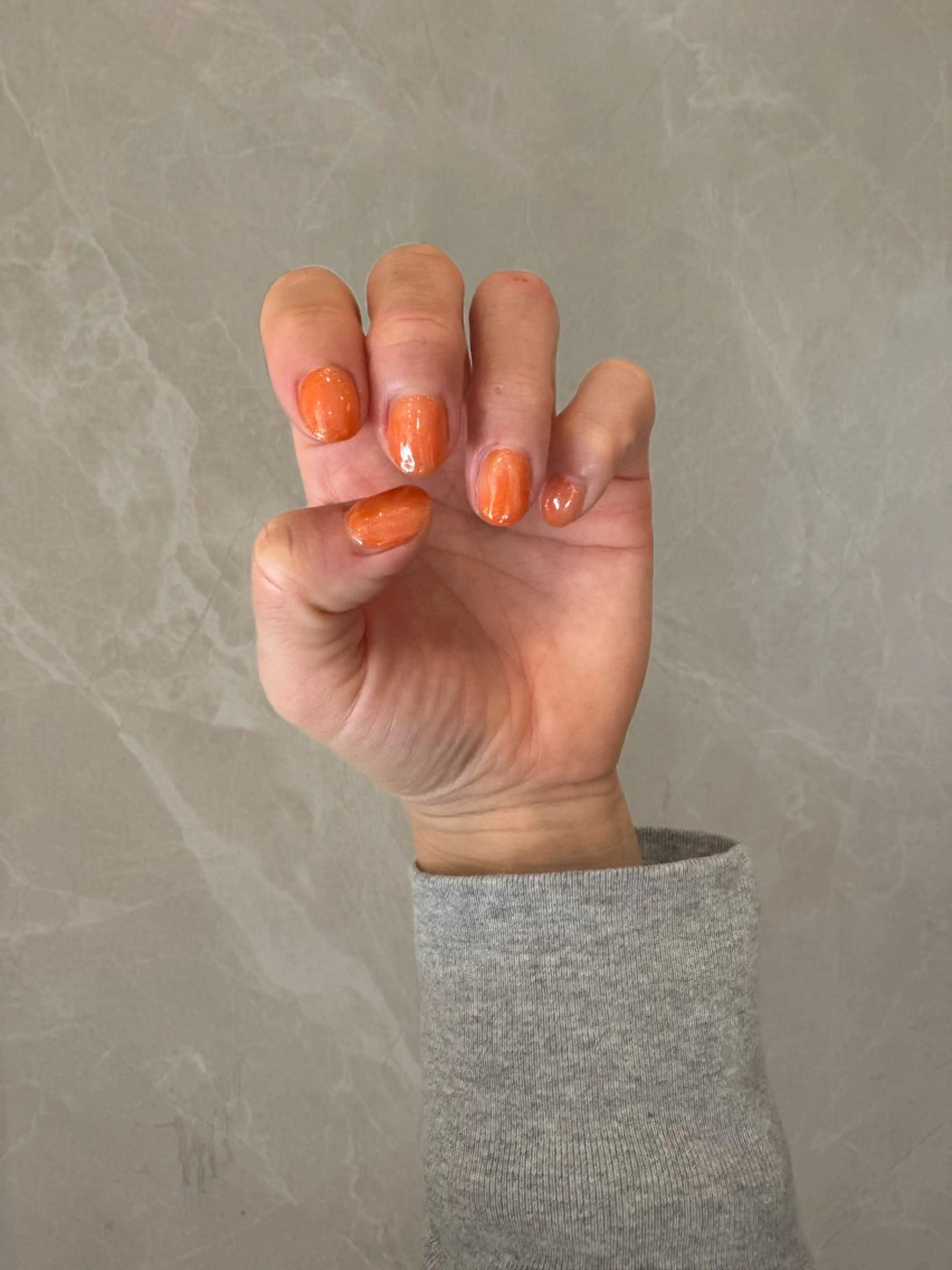 ネイル クリアネイル メンズネイル ワンカラーネイル オレンジ ハンドネイル n.nail所属・N nailのネイルデザイン
