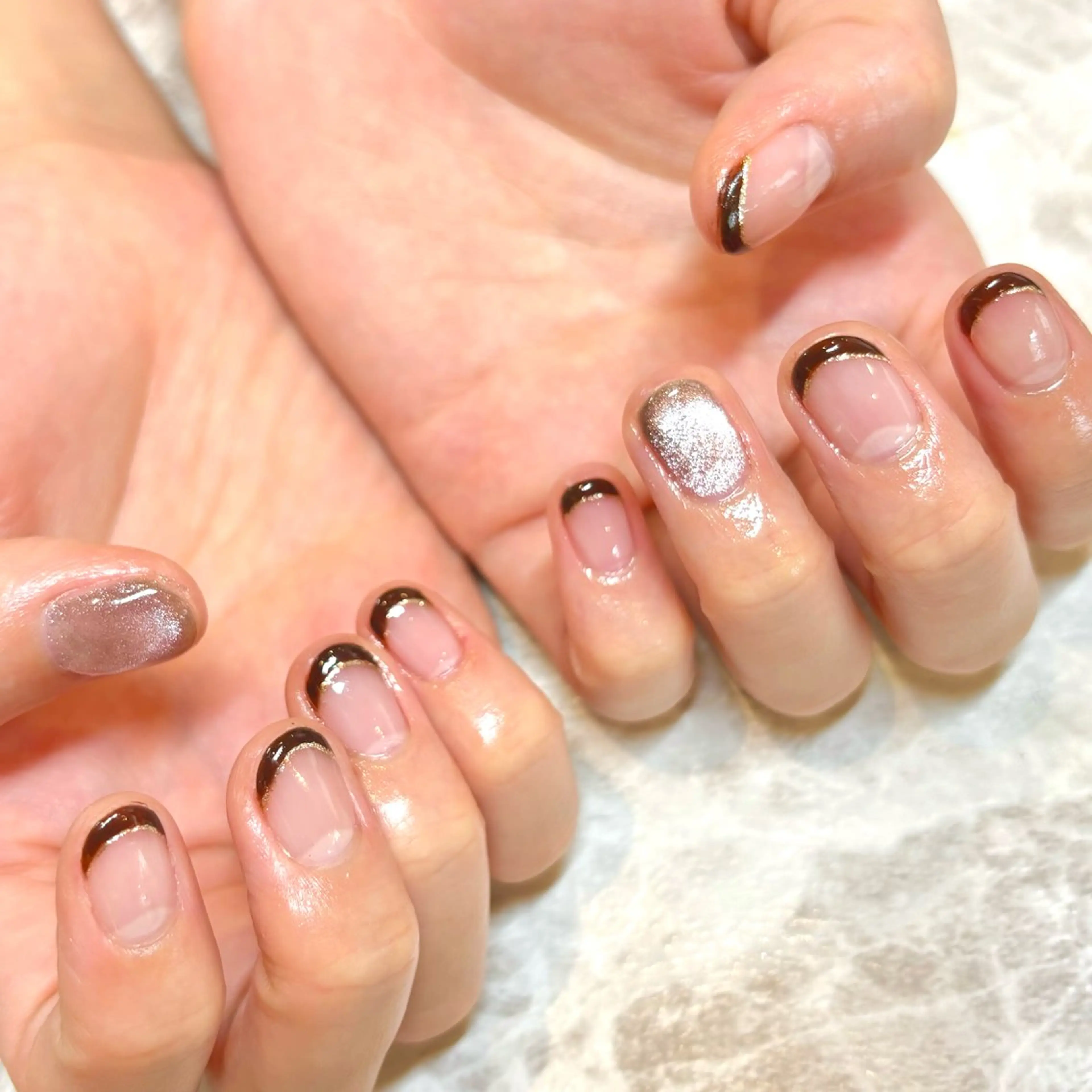ネイル ブラウン フレンチネイル SEPT NAIL こばやしのネイルデザイン