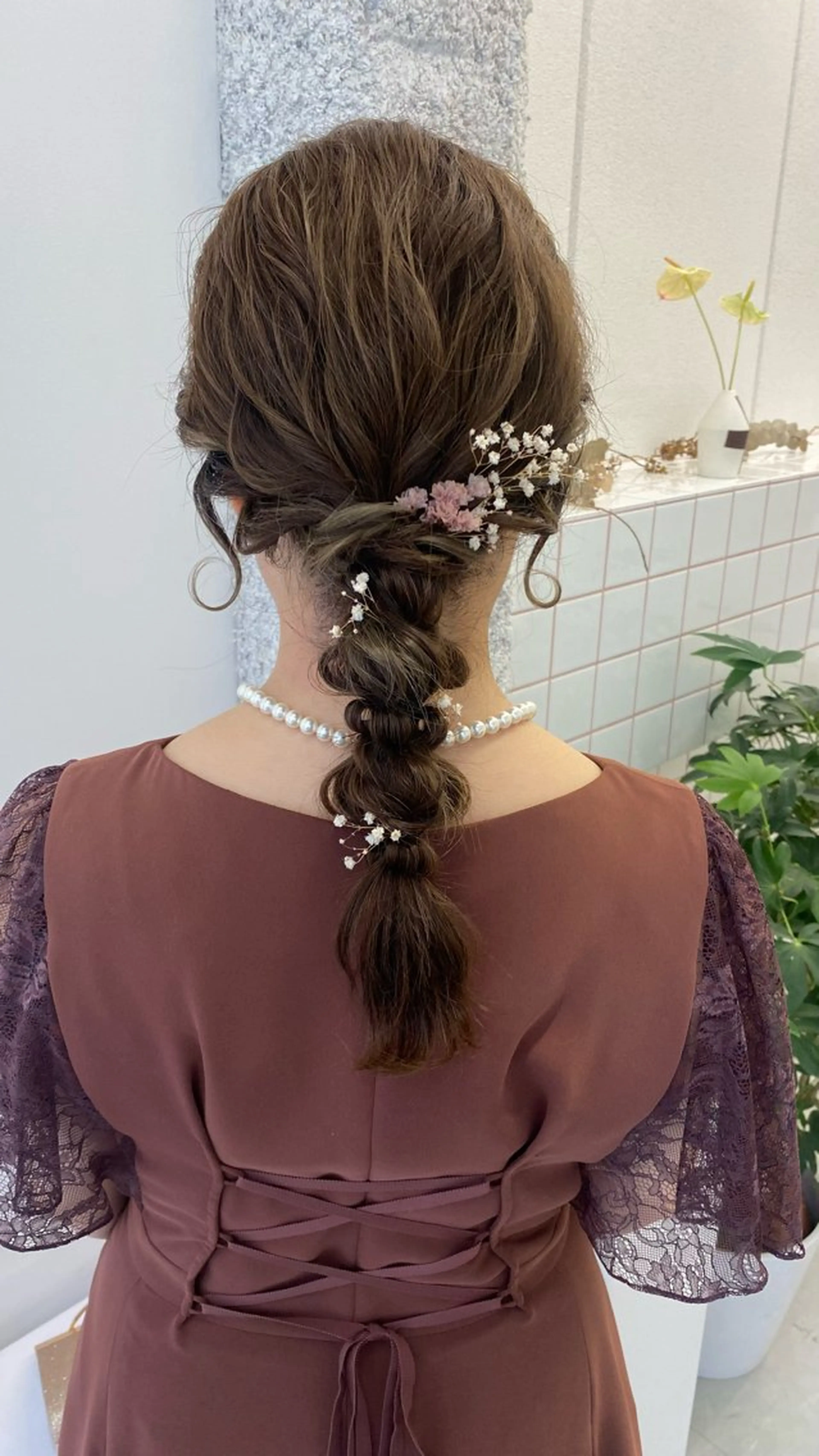 セミロング ヘアカラー トリートメント ヘアセット NIKO/名古屋/ 伏見/花屋併設のヘアスタイル