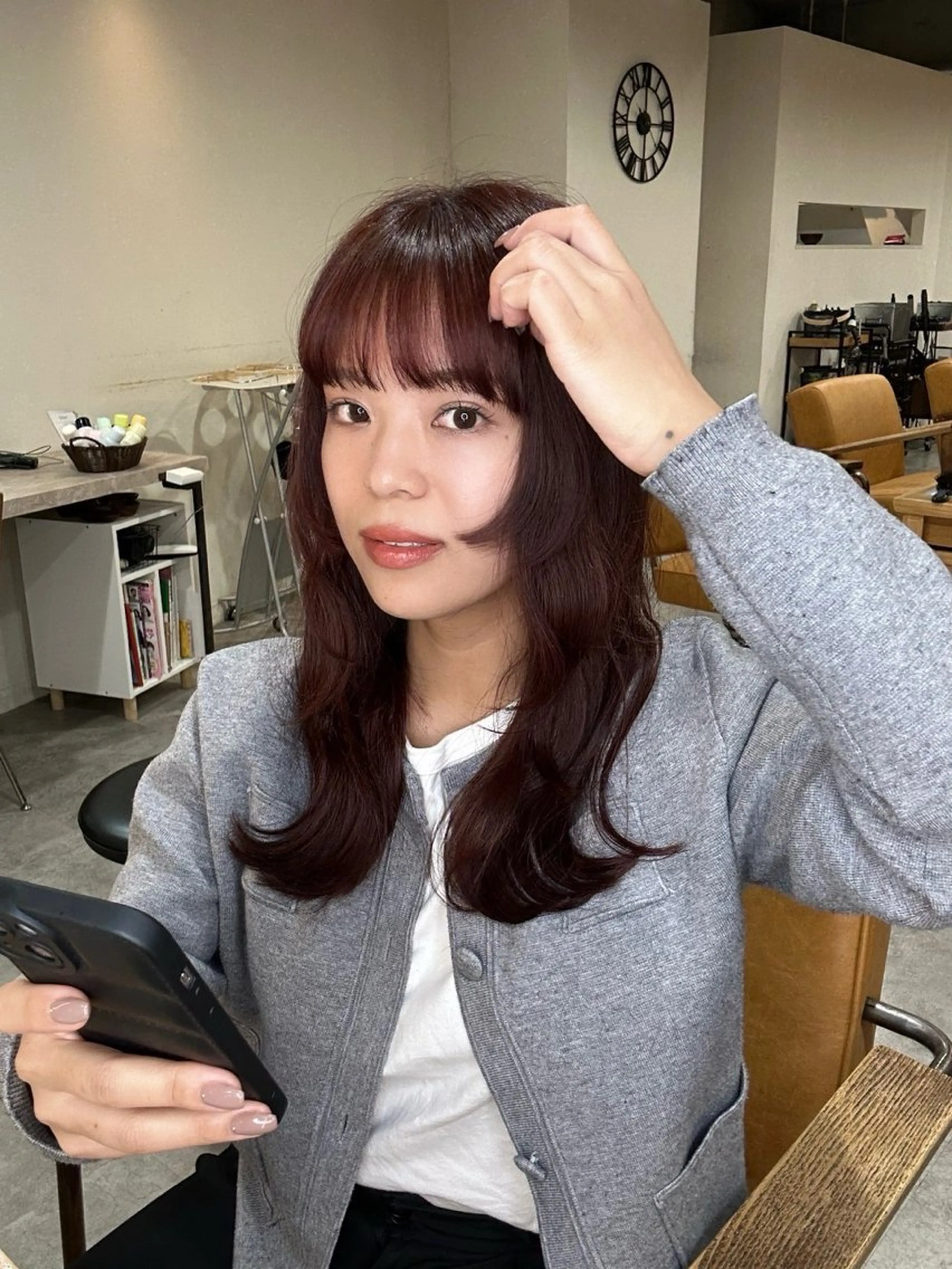 セミロング カラー ブラウンカラー 透明感カラー オレンジ オレンジブラウン カット ヘアカラー 暖色color/ mana🎀のヘアスタイル