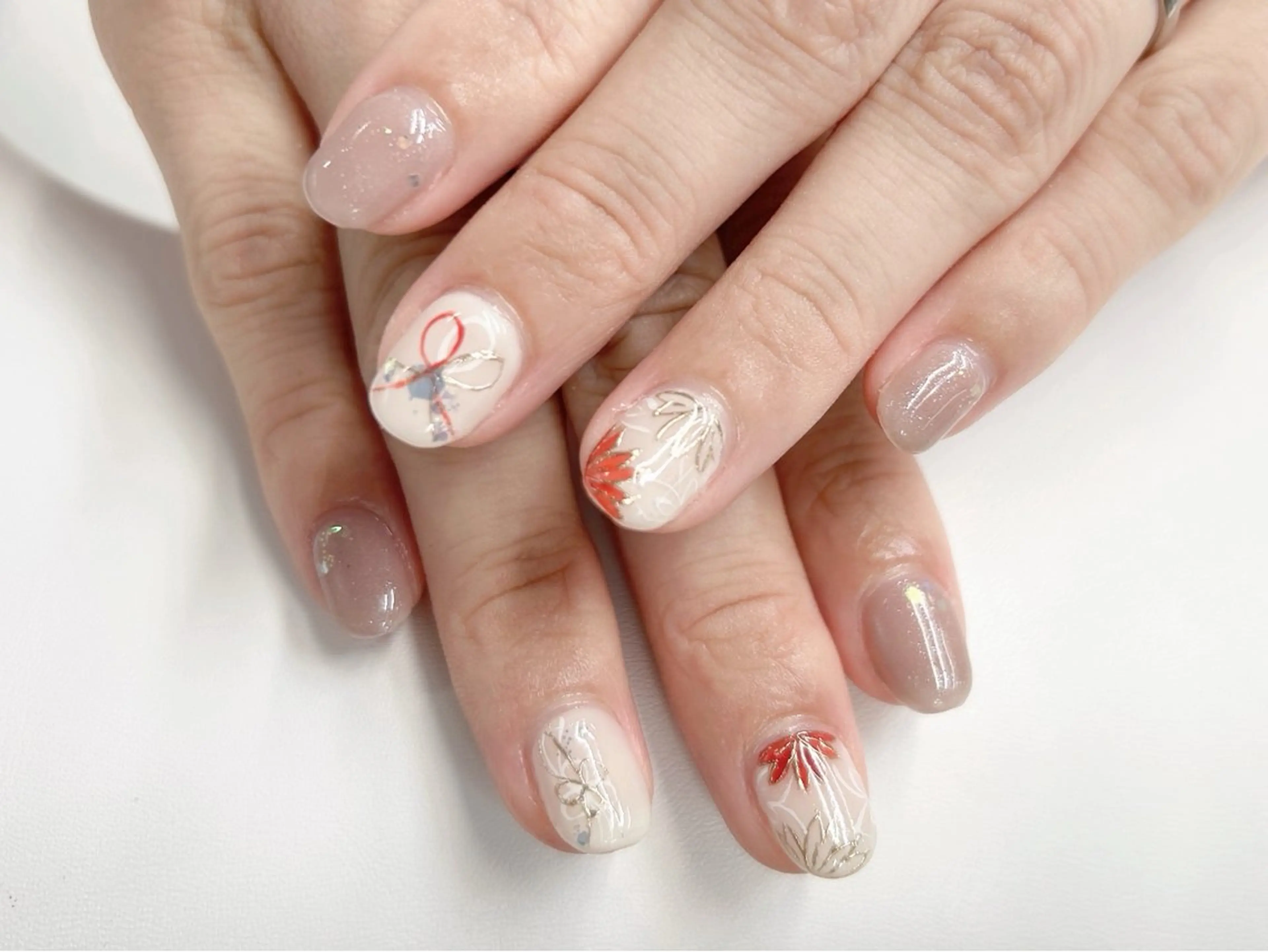 ネイル アートネイル 桜ネイル フラワーネイル ショートネイル ハンドネイル Forca total studio所属・Forca Airaのネイルデザイン