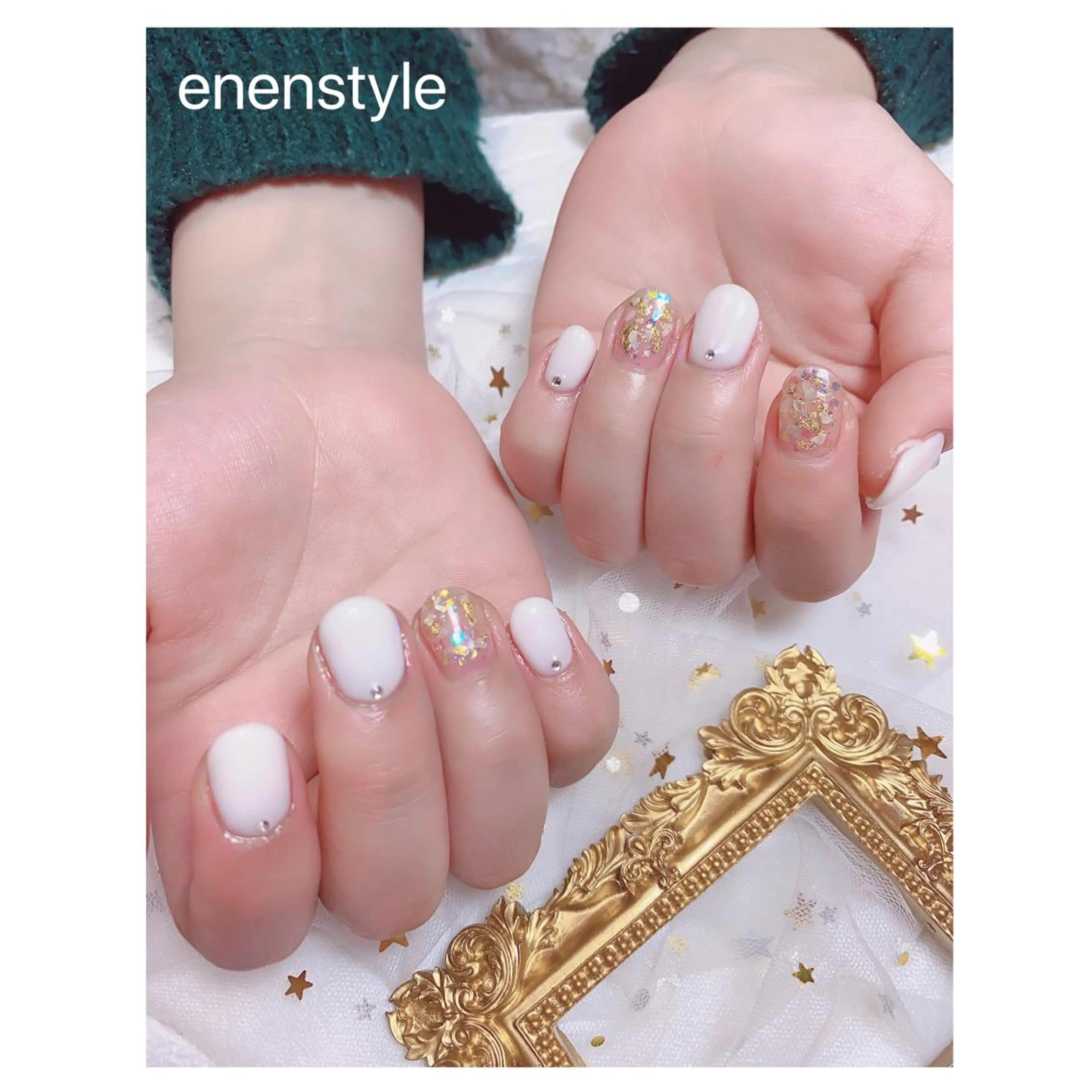 ショート ネイル ジェルネイル キラキラネイル ニュアンスネイル オフィスネイル ワンカラーネイル ハンドネイル 👑enen style👑のネイルデザイン