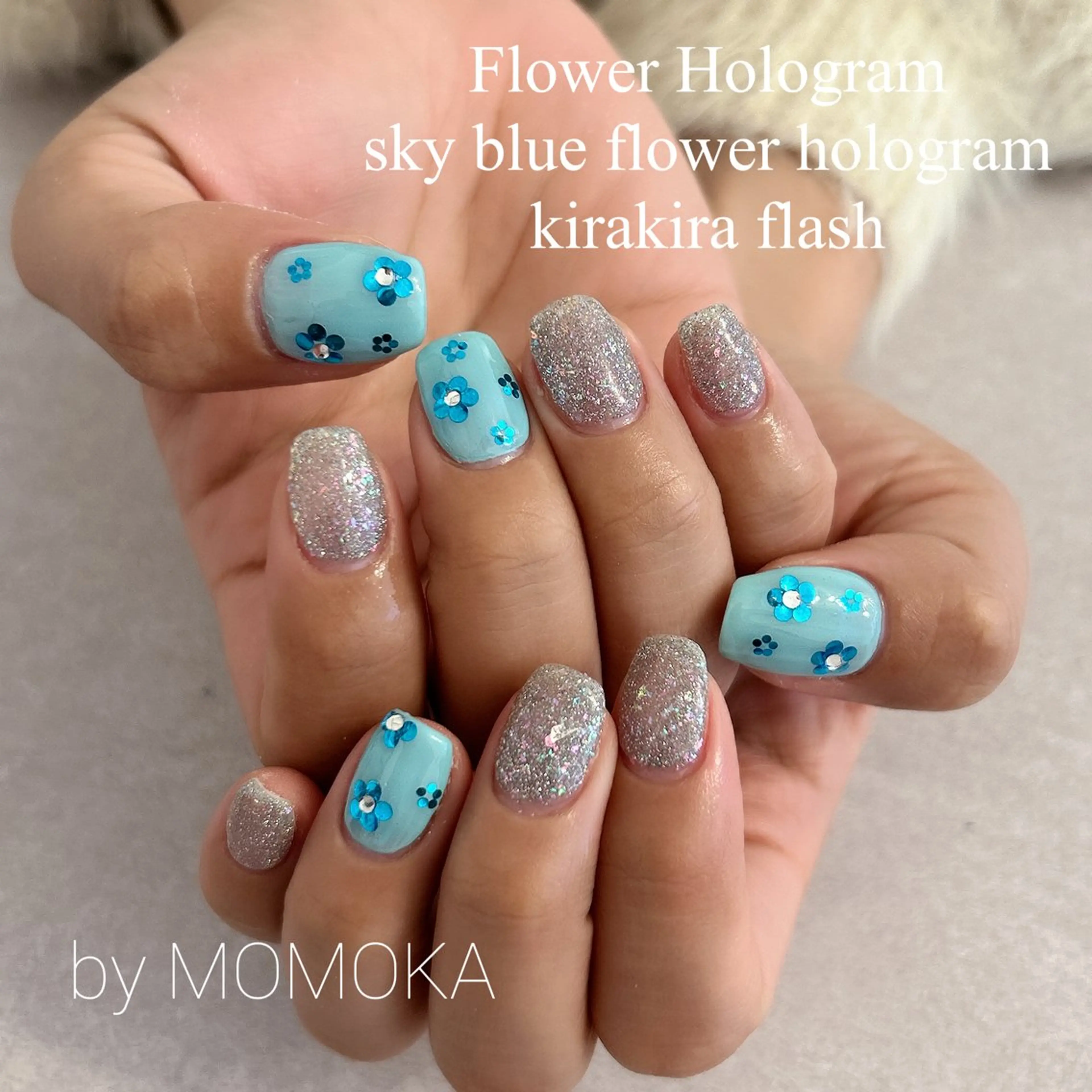 ネイル フラワーネイル ホログラムネイル ハンドネイル momoka_nails所属・Momo Nailsのネイルデザイン